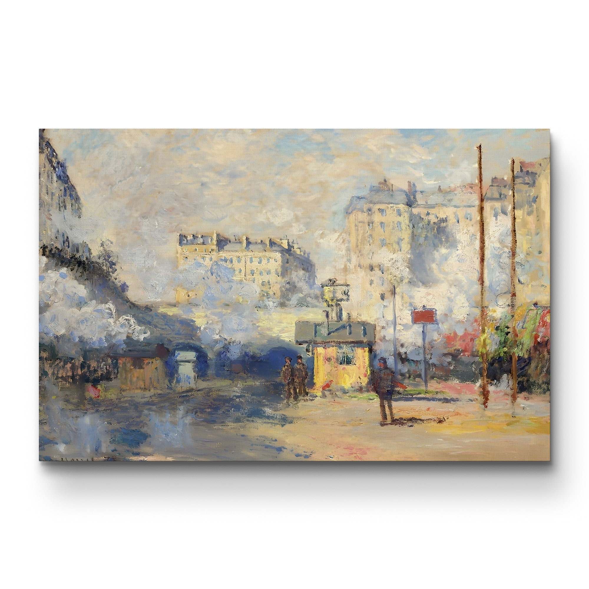 Exterior of Saint-Lazare Station, Sunlight Effect, 1877 – Claude Monet Wall Art | Impressionist Industrial Landscape Print