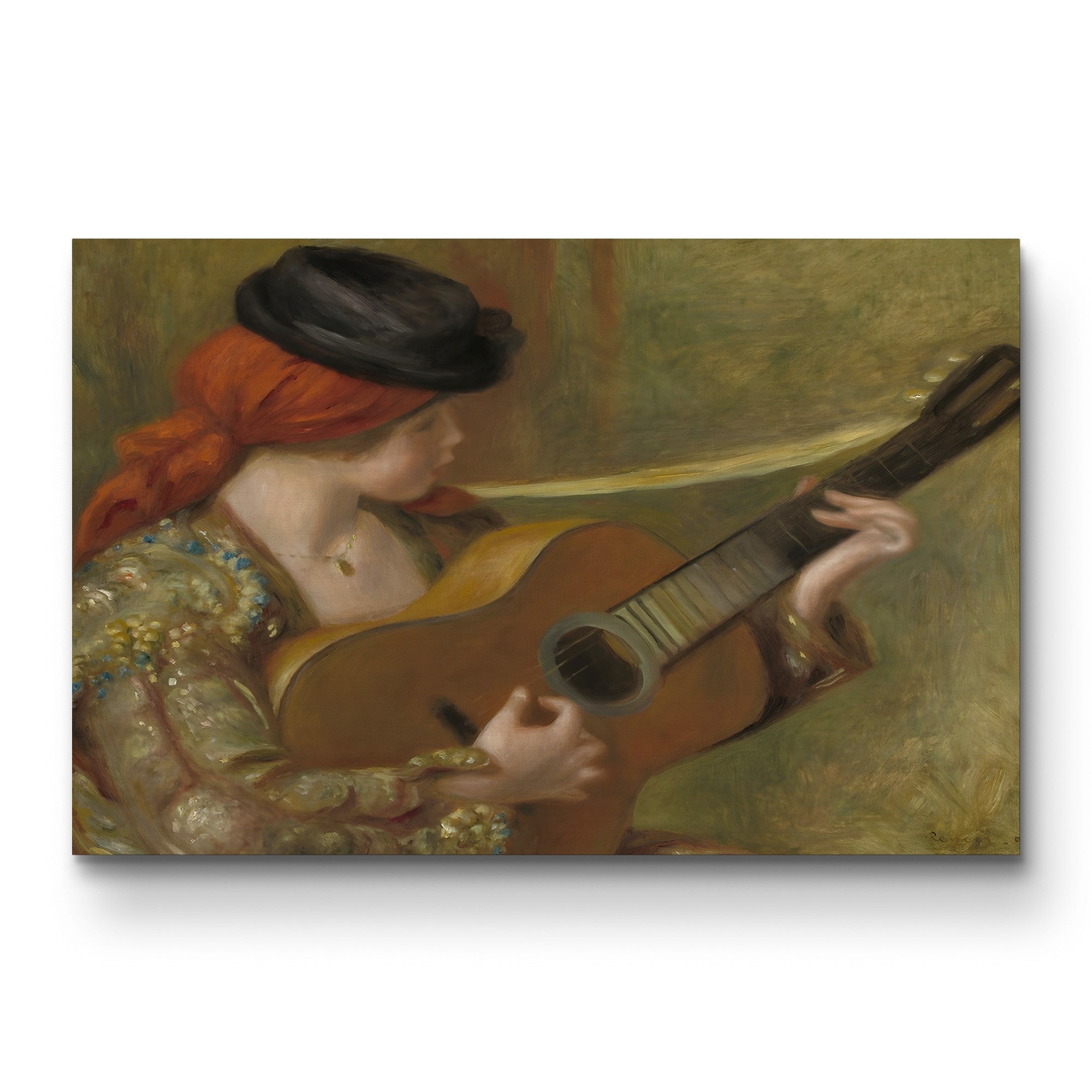 Young Spanish Woman with a Guitar, 1898 – Pierre-Auguste Renoir Wall Art | Impressionist Figure Canvas Print