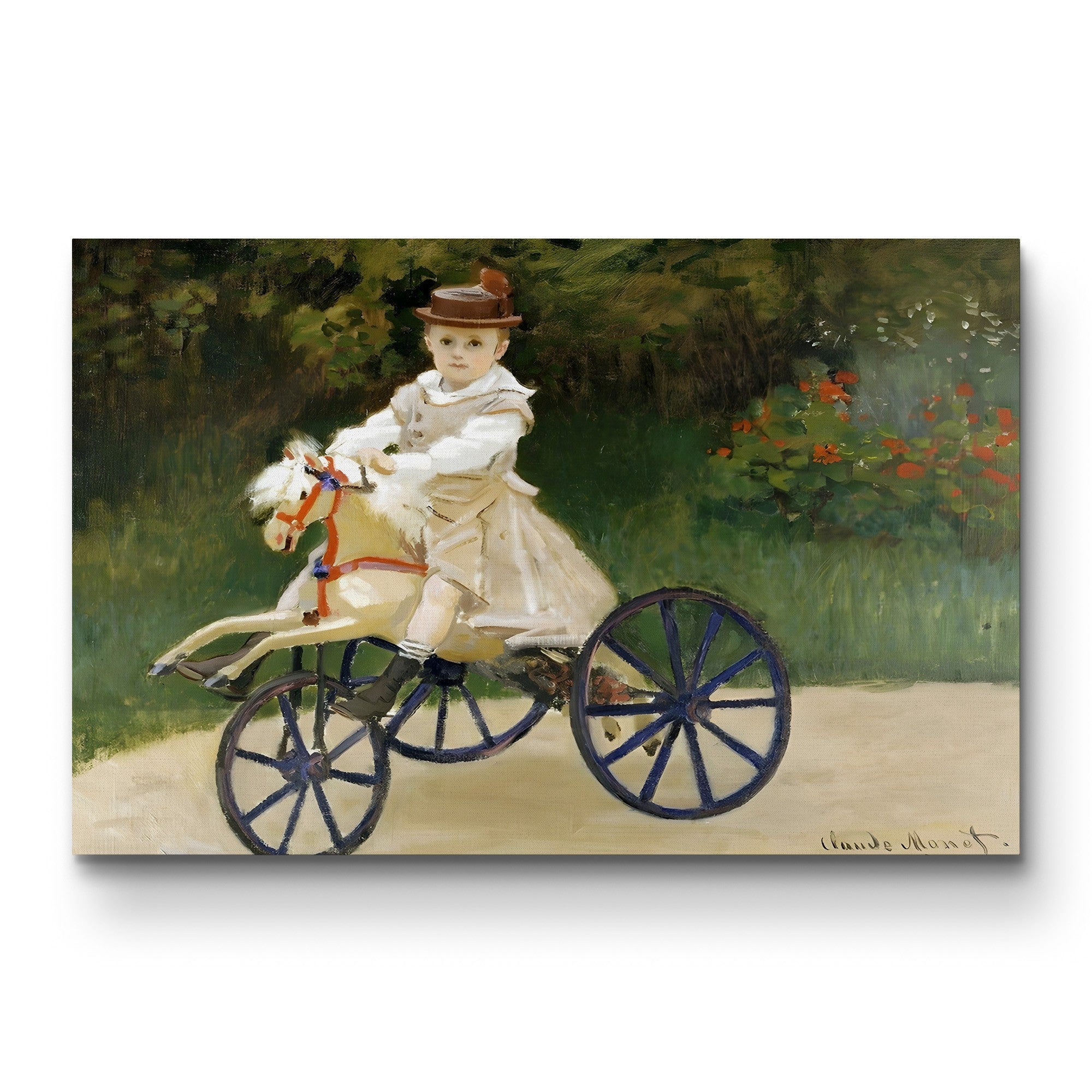 Jean Monet on His Hobby Horse, c. 1867–1913 – Claude Monet Wall Art | Impressionist Childhood Scene Canvas Print