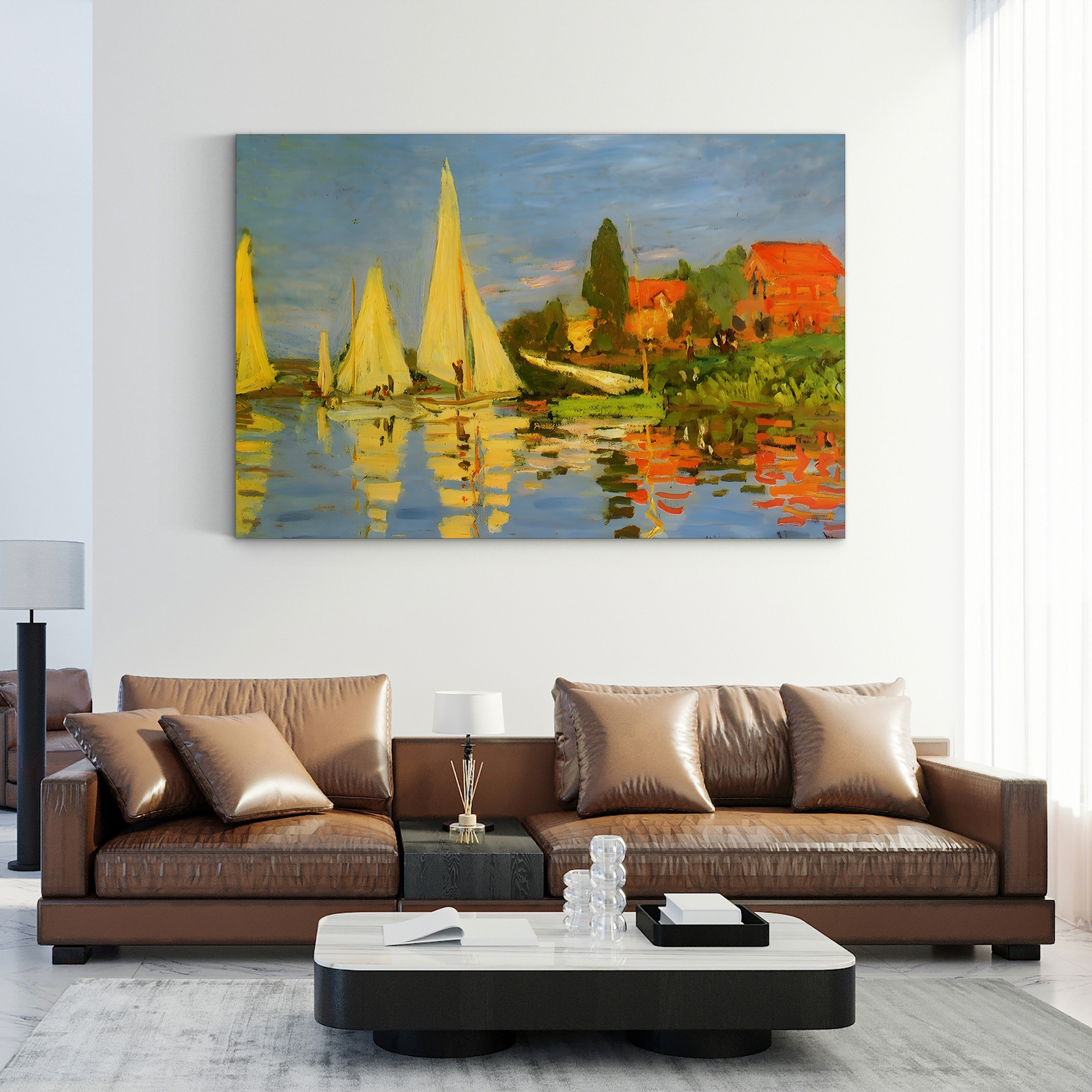 Yacht Race at Argenteuil – Claude Monet Wall Art | Impressionist Regatta Canvas Print