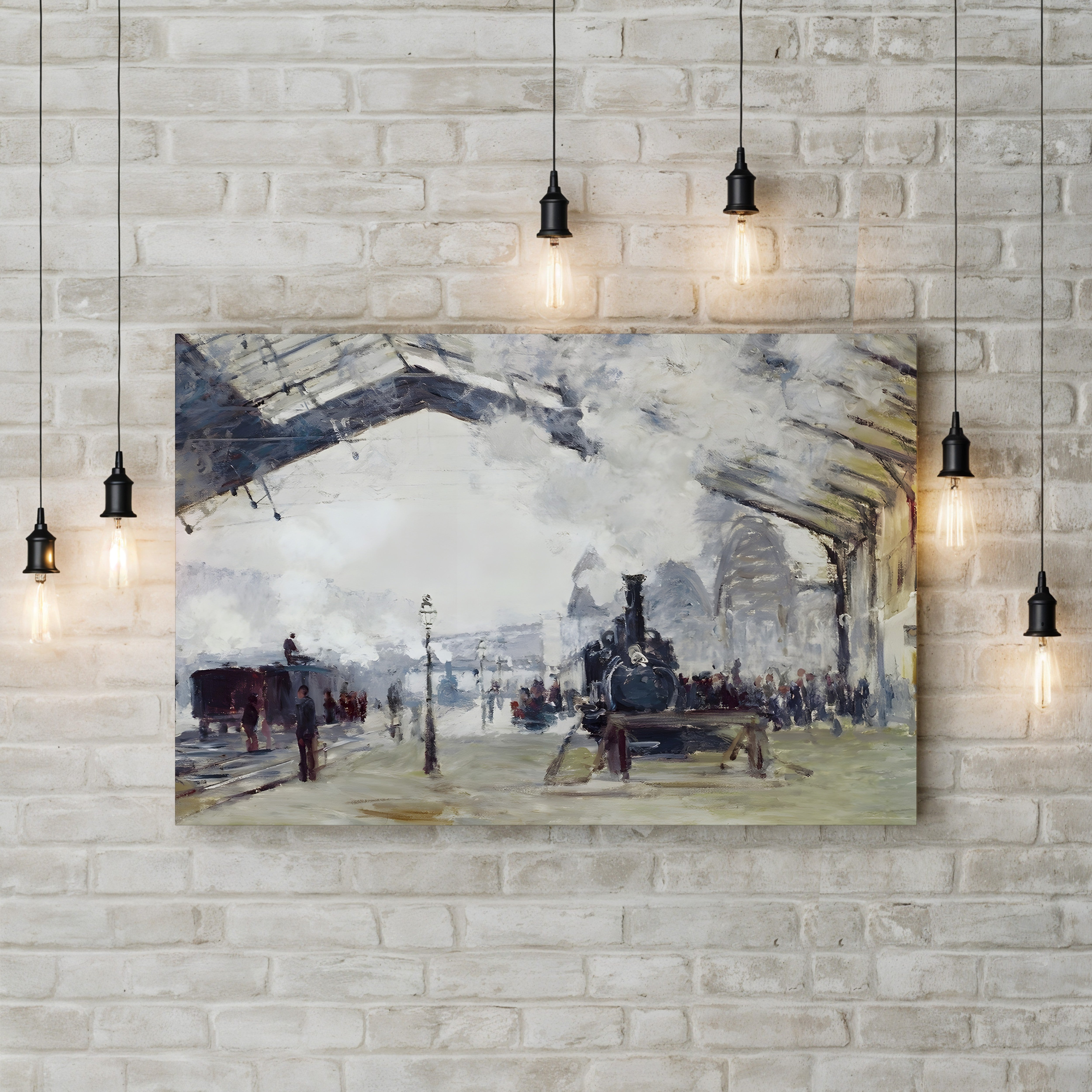 Gare de Saint-Lazare, The Train from Normandy – Claude Monet Wall Art | Impressionist Railway Canvas Print