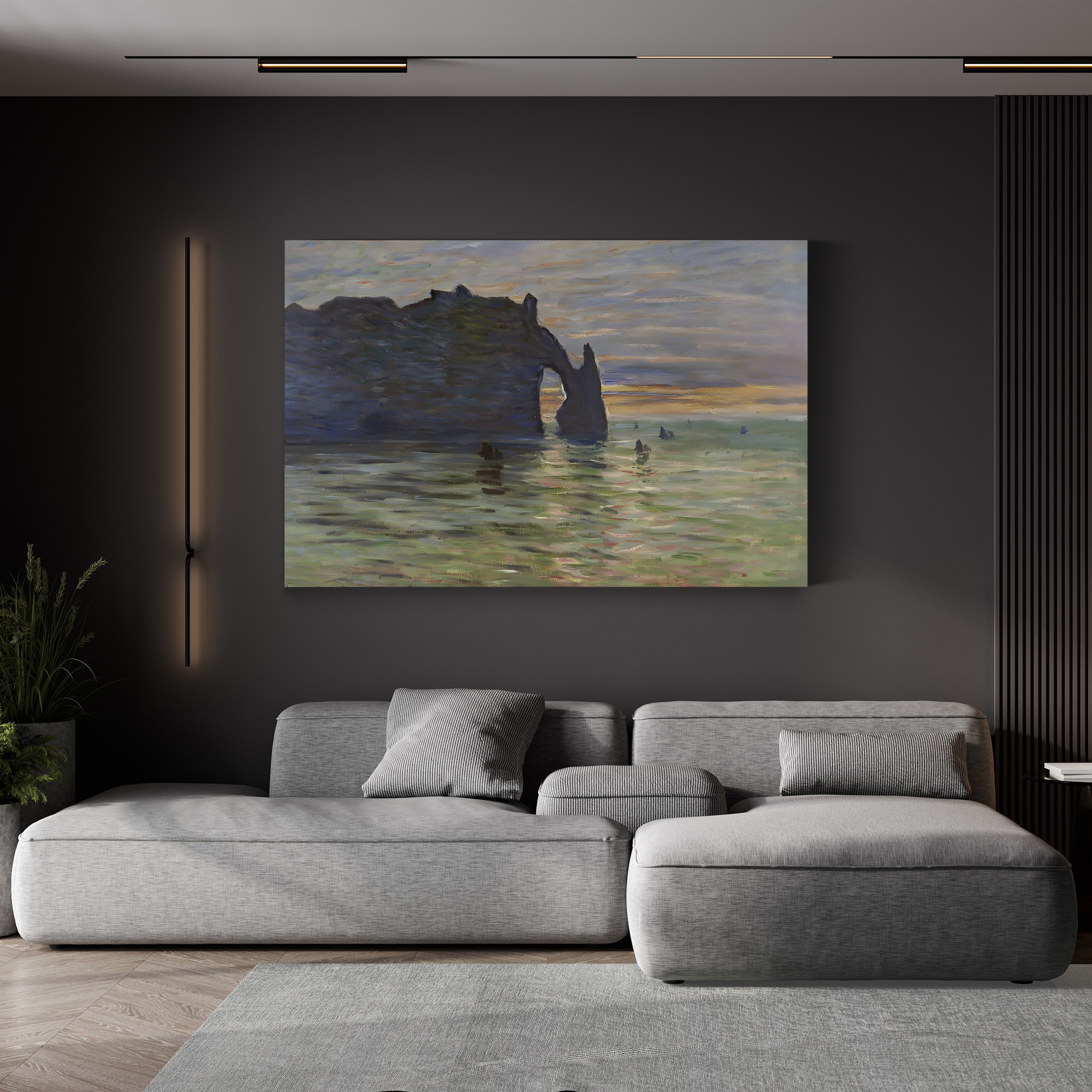 Coucher de Soleil à Étretat, 1883 – Claude Monet Wall Art | Impressionist Coastal Sunset Canvas Print