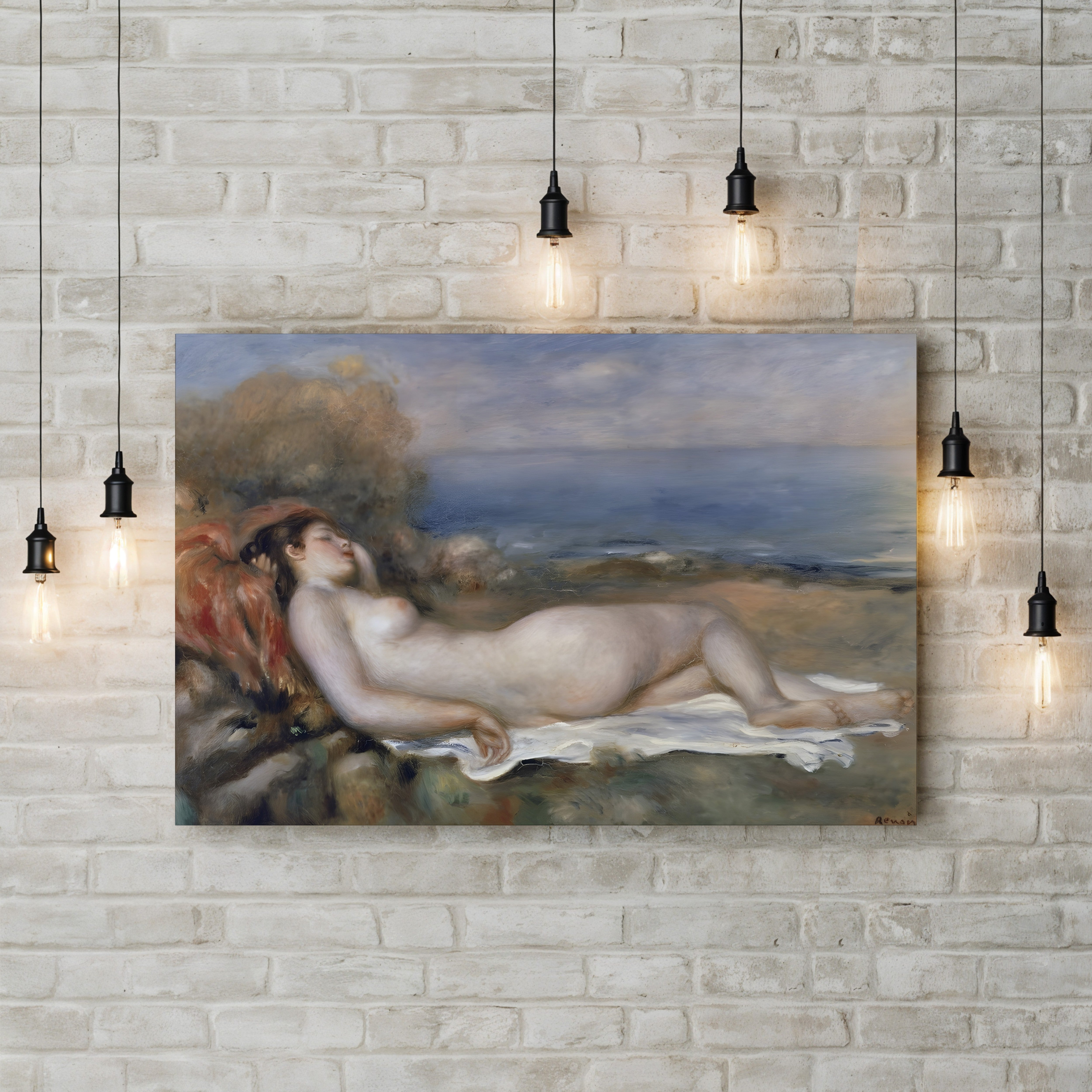 The Nude in the Grass – Pierre-Auguste Renoir Wall Art | Impressionist Bather Canvas Print