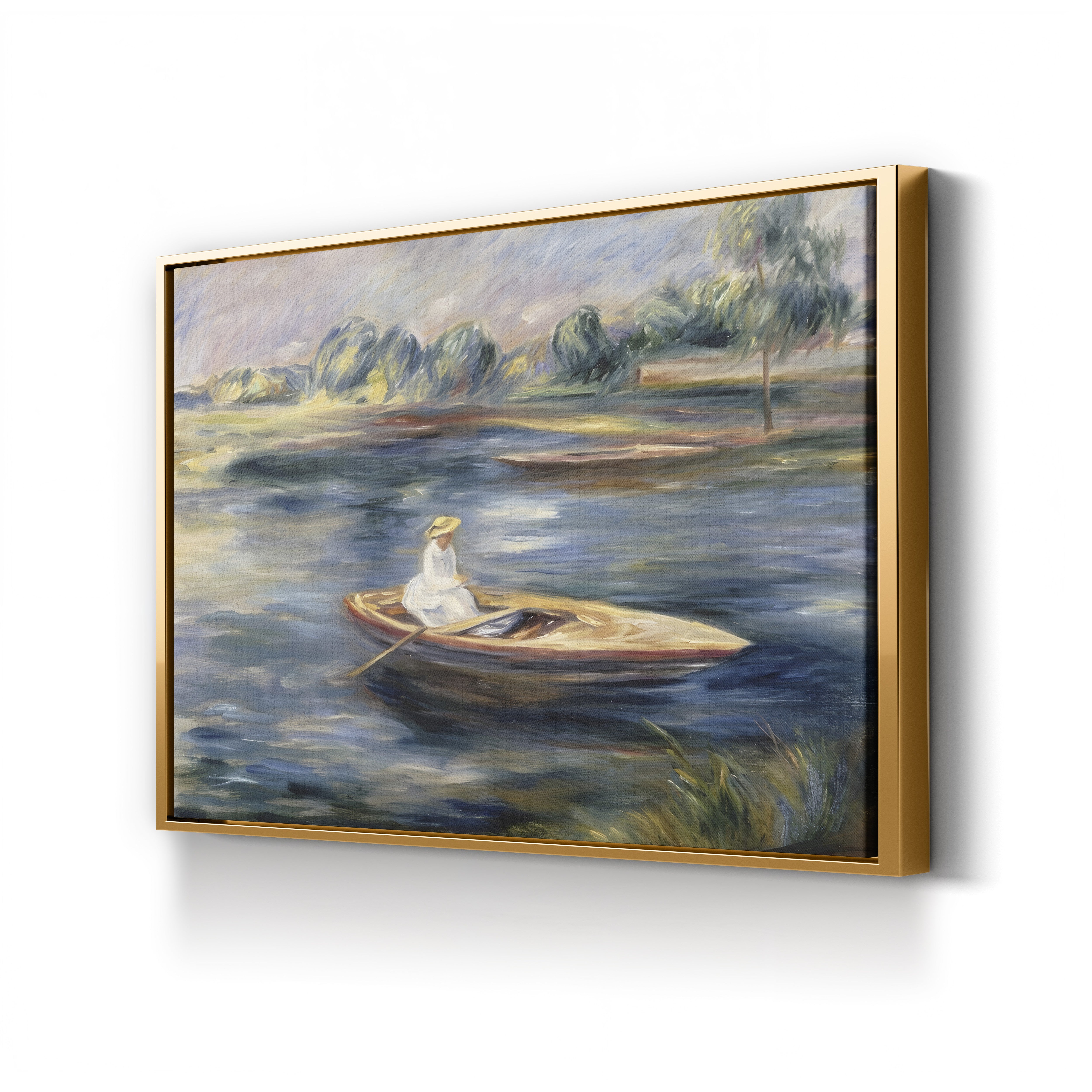 Young Woman Seated in a Rowboat – Pierre-Auguste Renoir Wall Art | Impressionist Boating Canvas Print