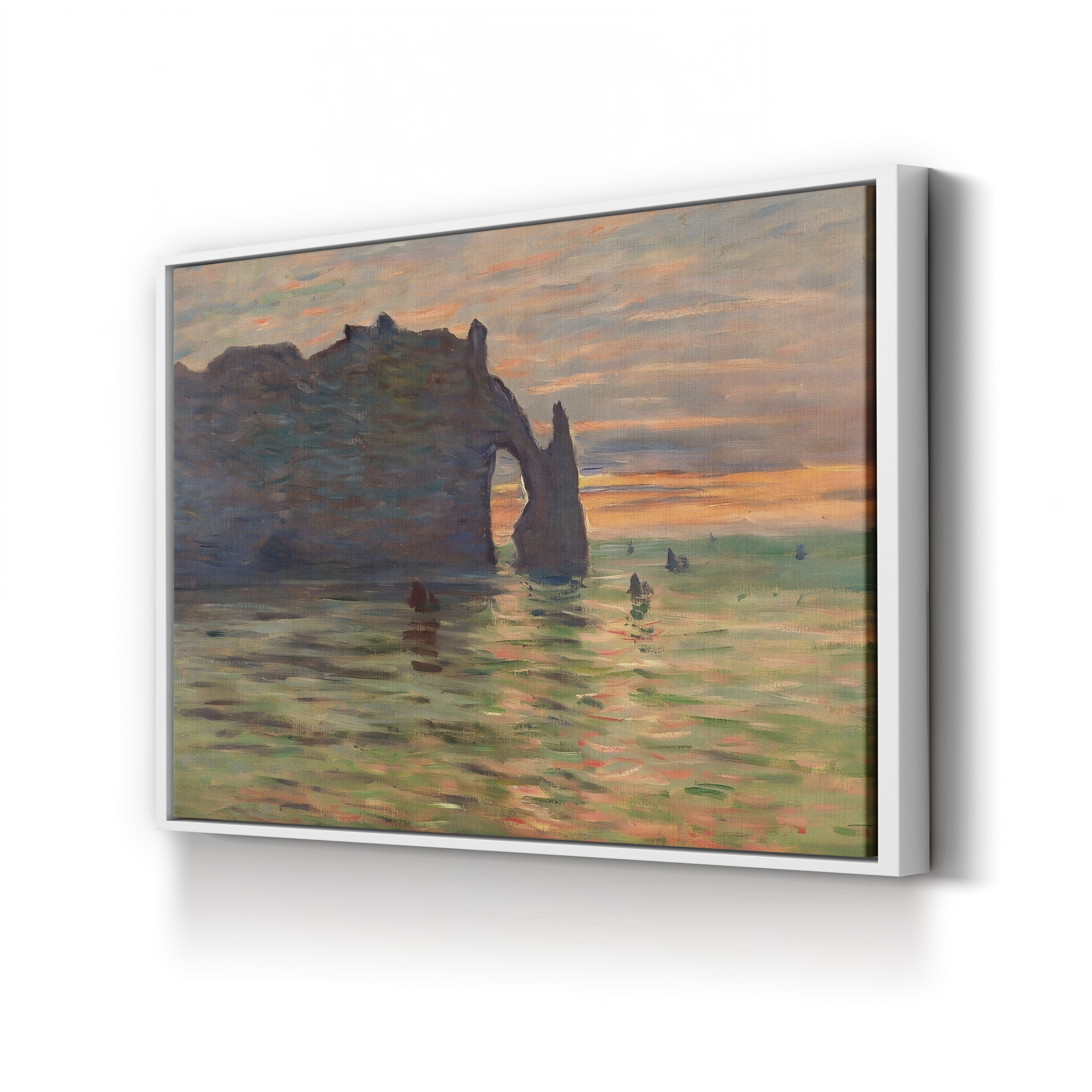 Coucher de Soleil à Étretat – Claude Monet Wall Art | Impressionist Normandy Sunset Canvas Print