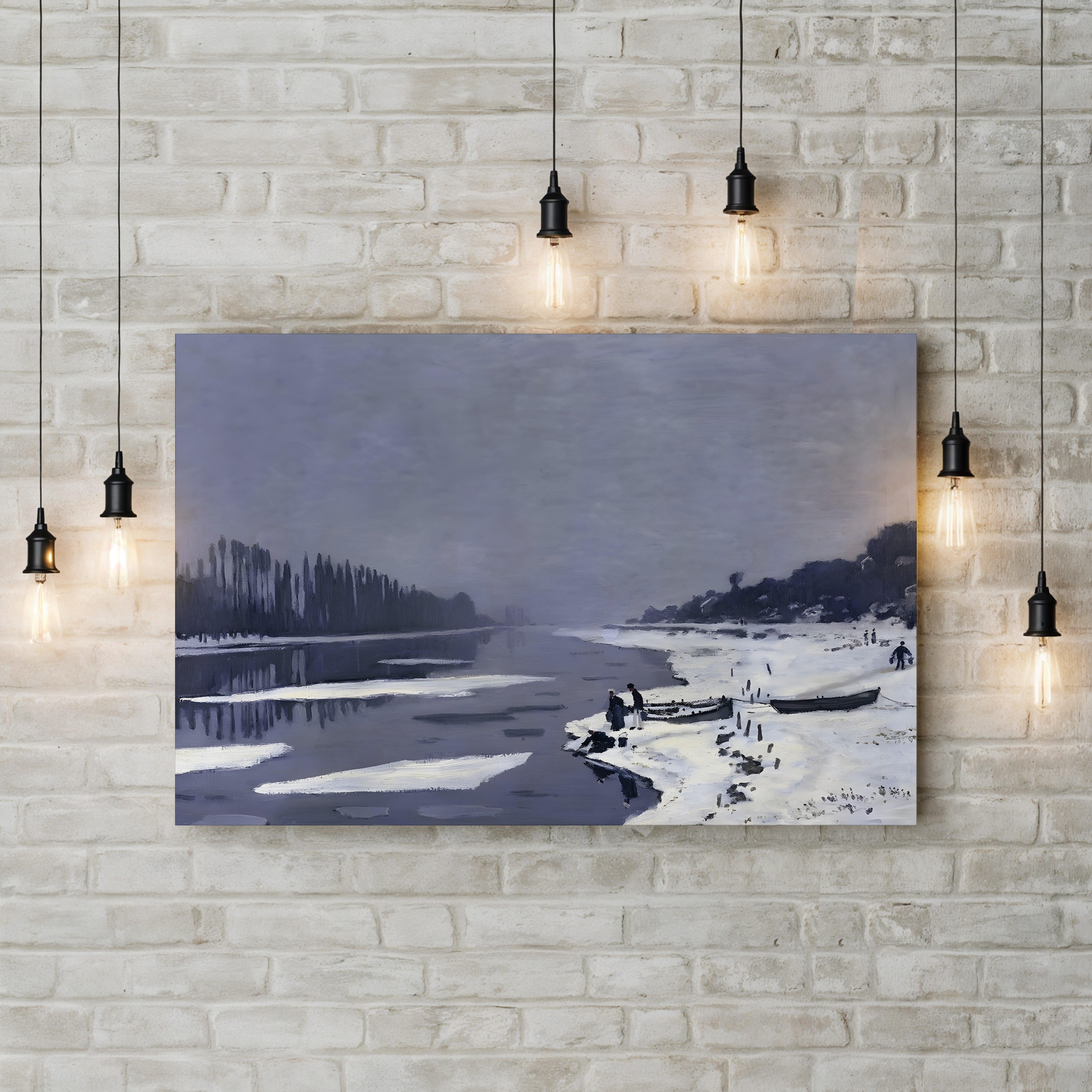 Ice Floes on the Seine at Bougival, c. 1867–68 – Claude Monet Wall Art | Early Impressionist Winter Canvas Print