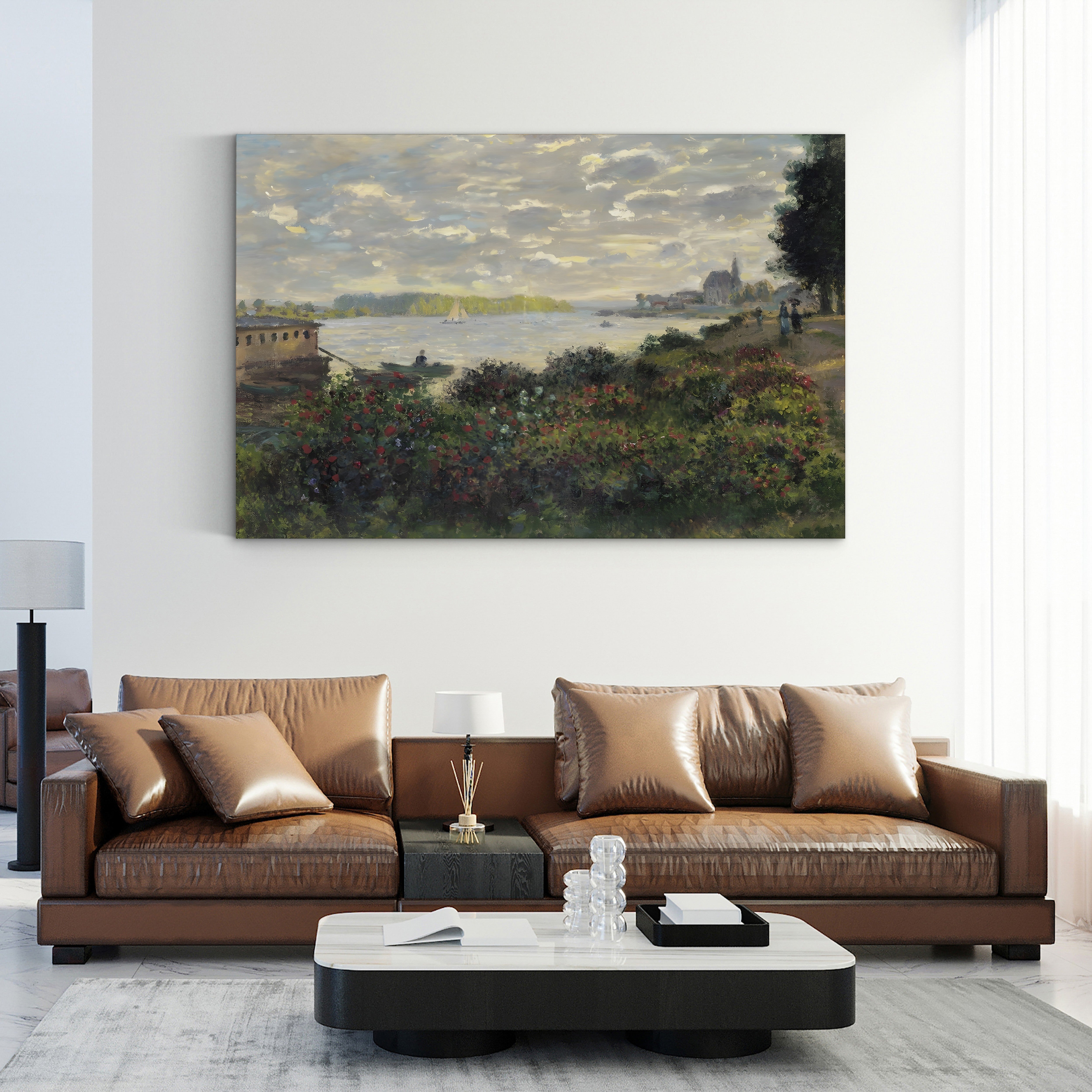 La Seine à Argenteuil, 1877 – Claude Monet Wall Art | Impressionist Seine River Canvas Print