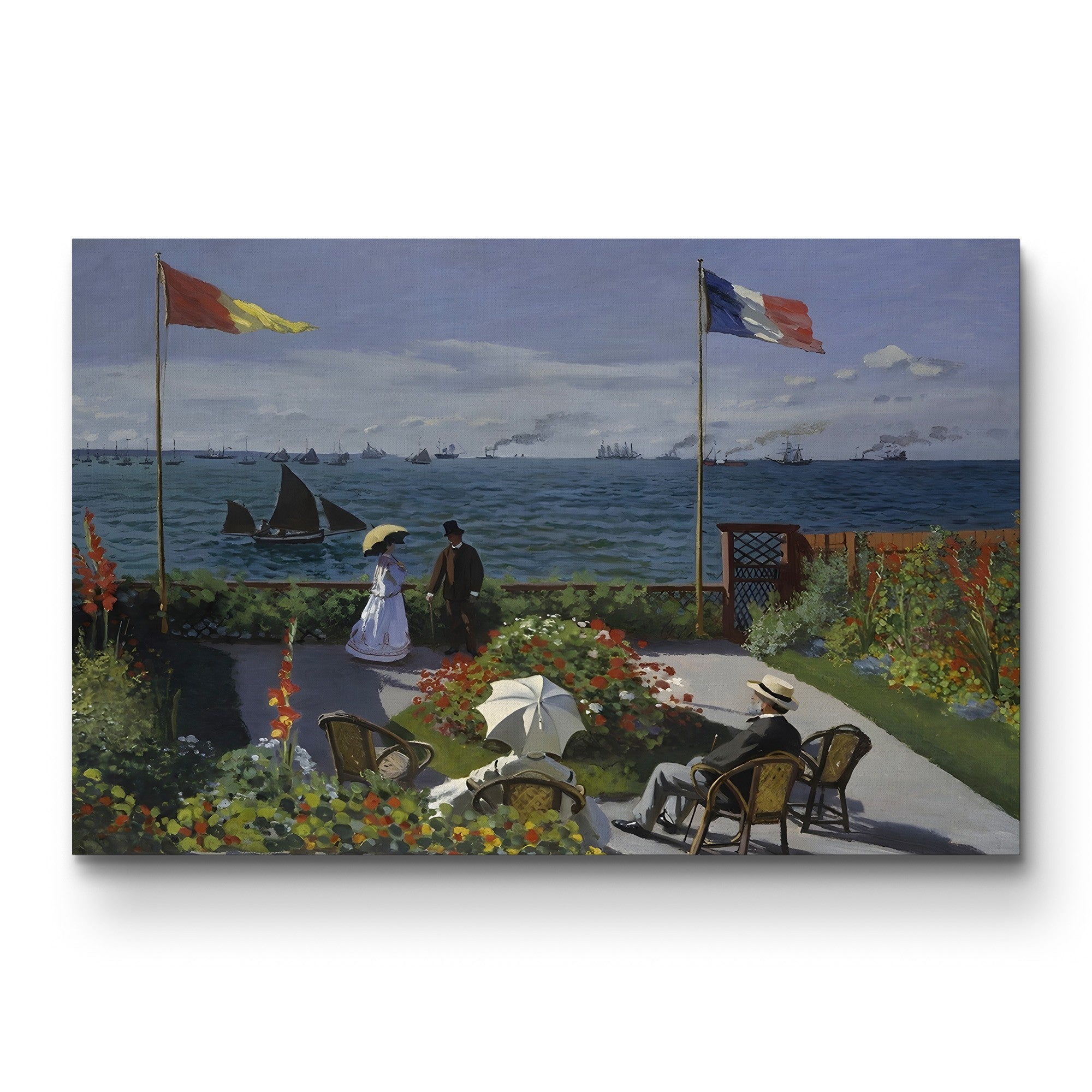 Garden at Sainte-Adresse, 1867 – Claude Monet Wall Art | Impressionist Seaside Garden Canvas Print