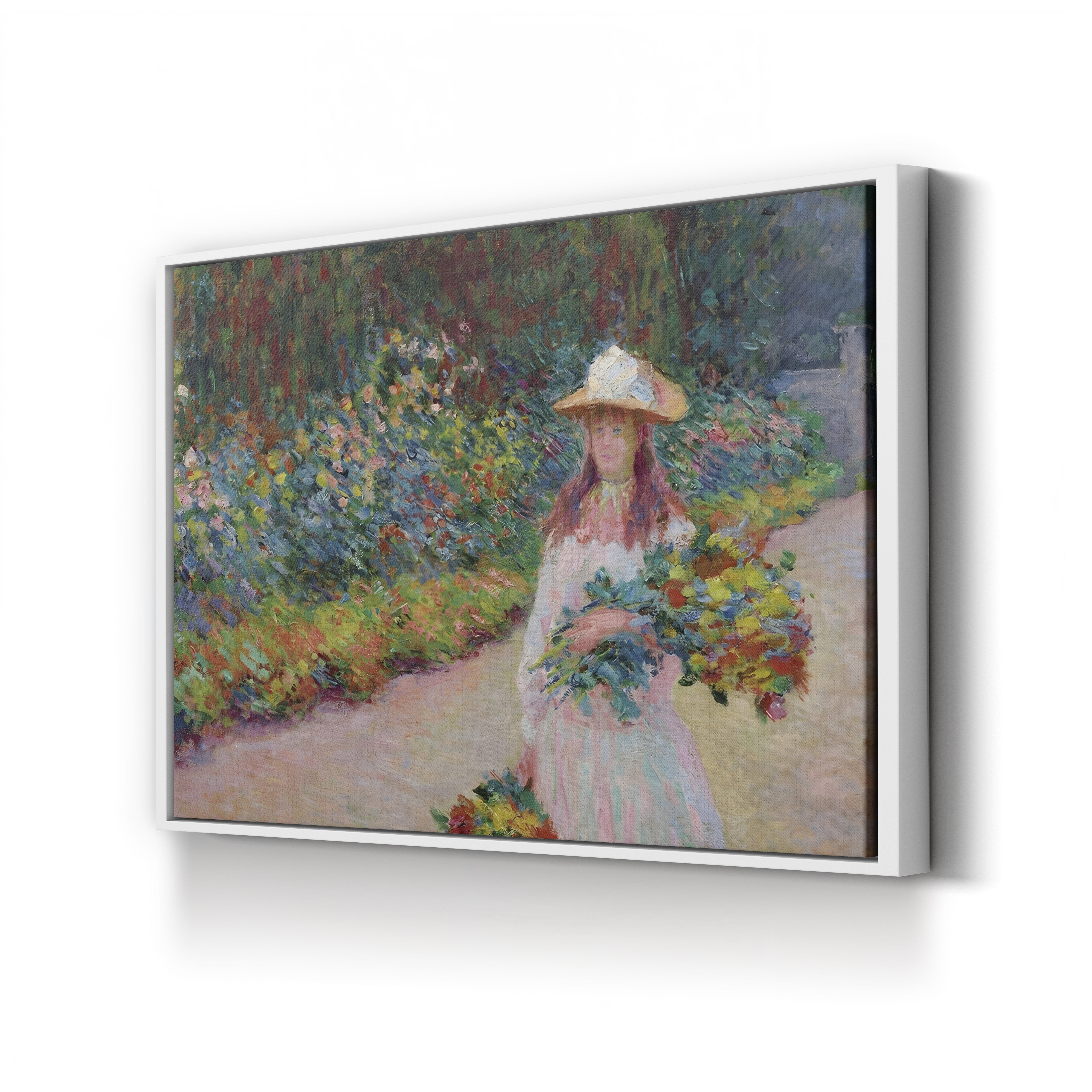 Jeune Fille dans le Jardin de Giverny, 1888 – Claude Monet Wall Art | Impressionist Garden Figure Canvas Print