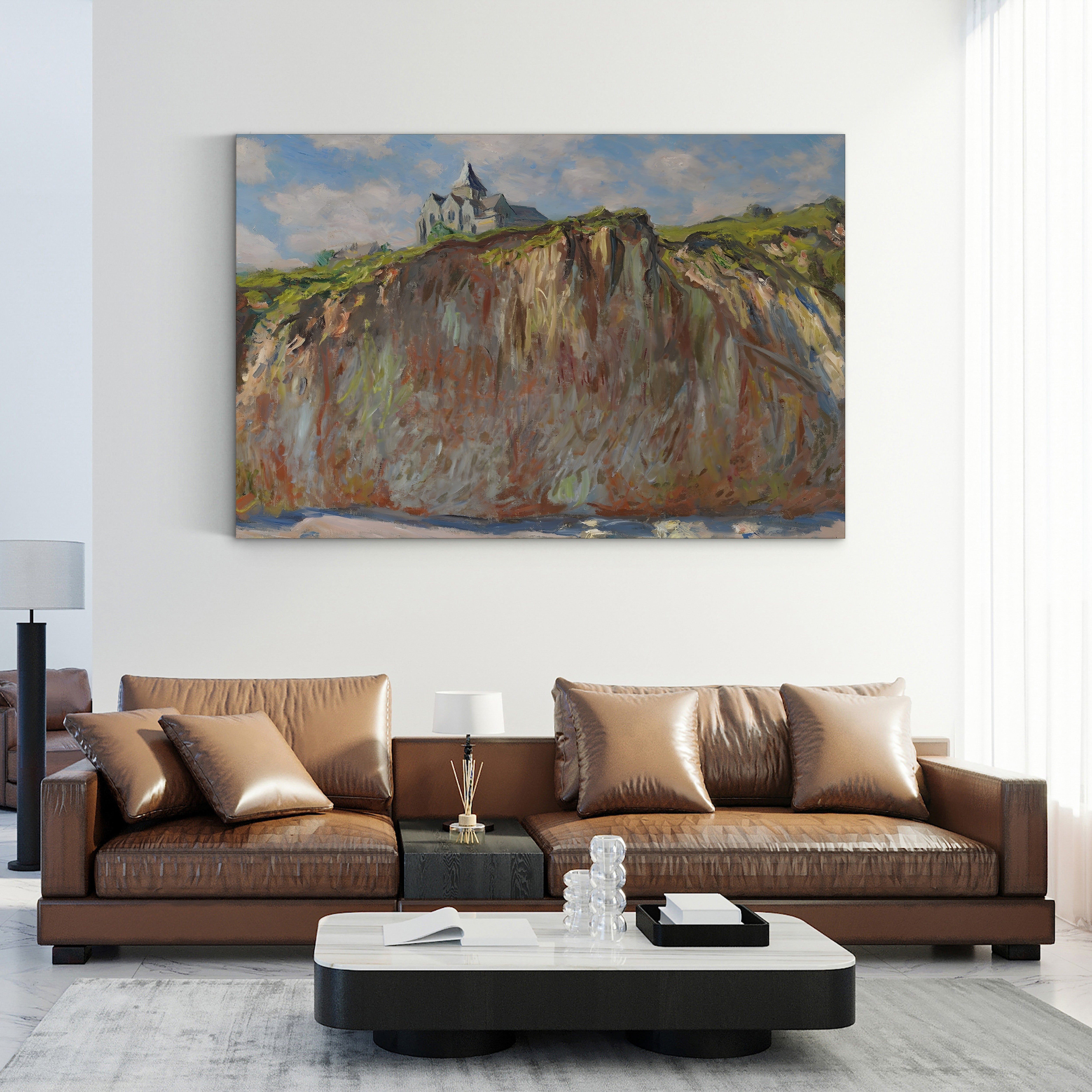 Church of Varengeville, Morning Effect, 1882 – Claude Monet Wall Art | Impressionist Norman Clifftop Canvas Print