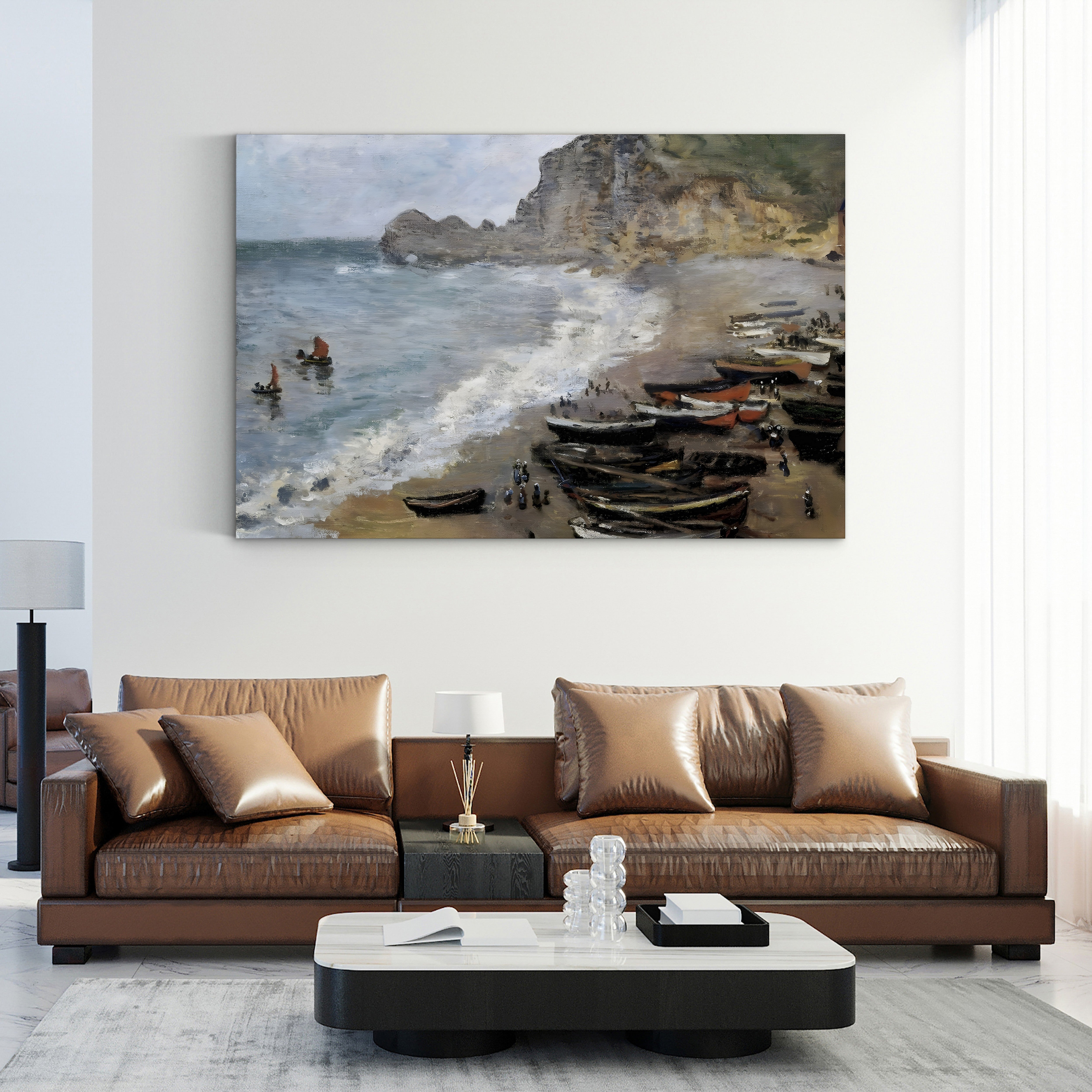 Étretat Beach and the Porte d'Amont – Claude Monet Wall Art | Impressionist Coastal Seascape Print