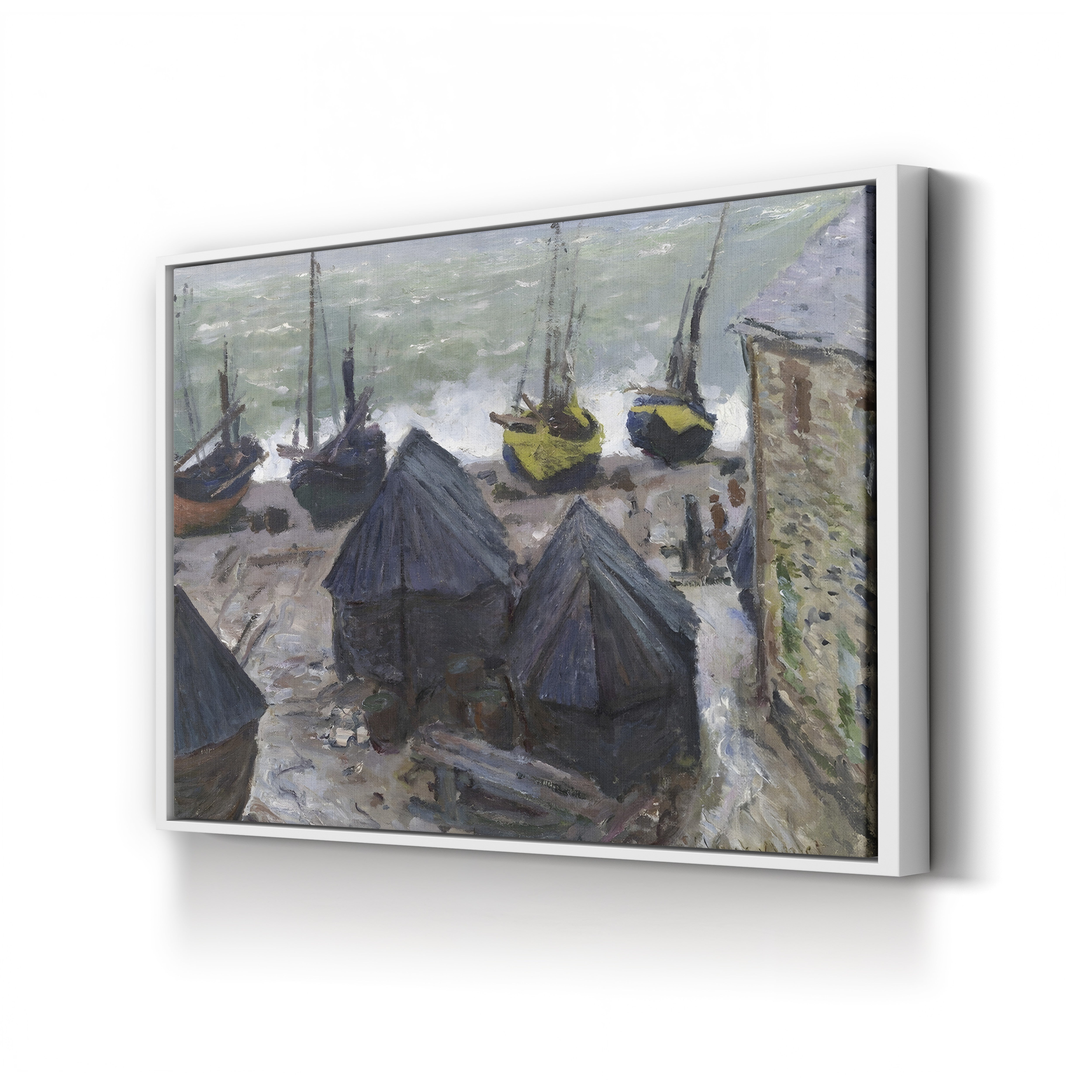Boats on the Beach at Étretat, 1885 – Claude Monet Wall Art | Impressionist Normandy Coastal Canvas Print