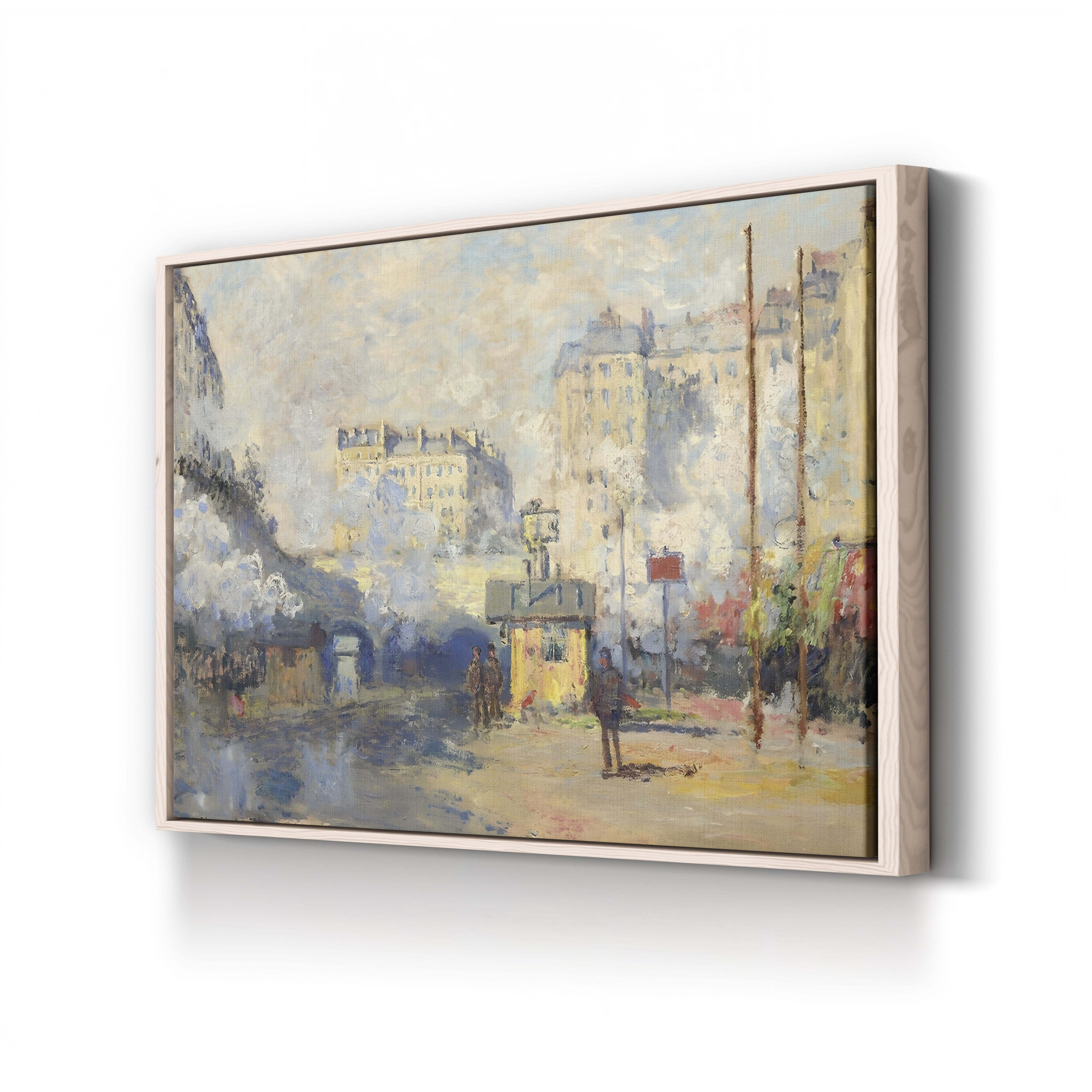 Exterior of Saint-Lazare Station, Sunlight Effect, 1877 – Claude Monet Wall Art | Impressionist Industrial Landscape Print