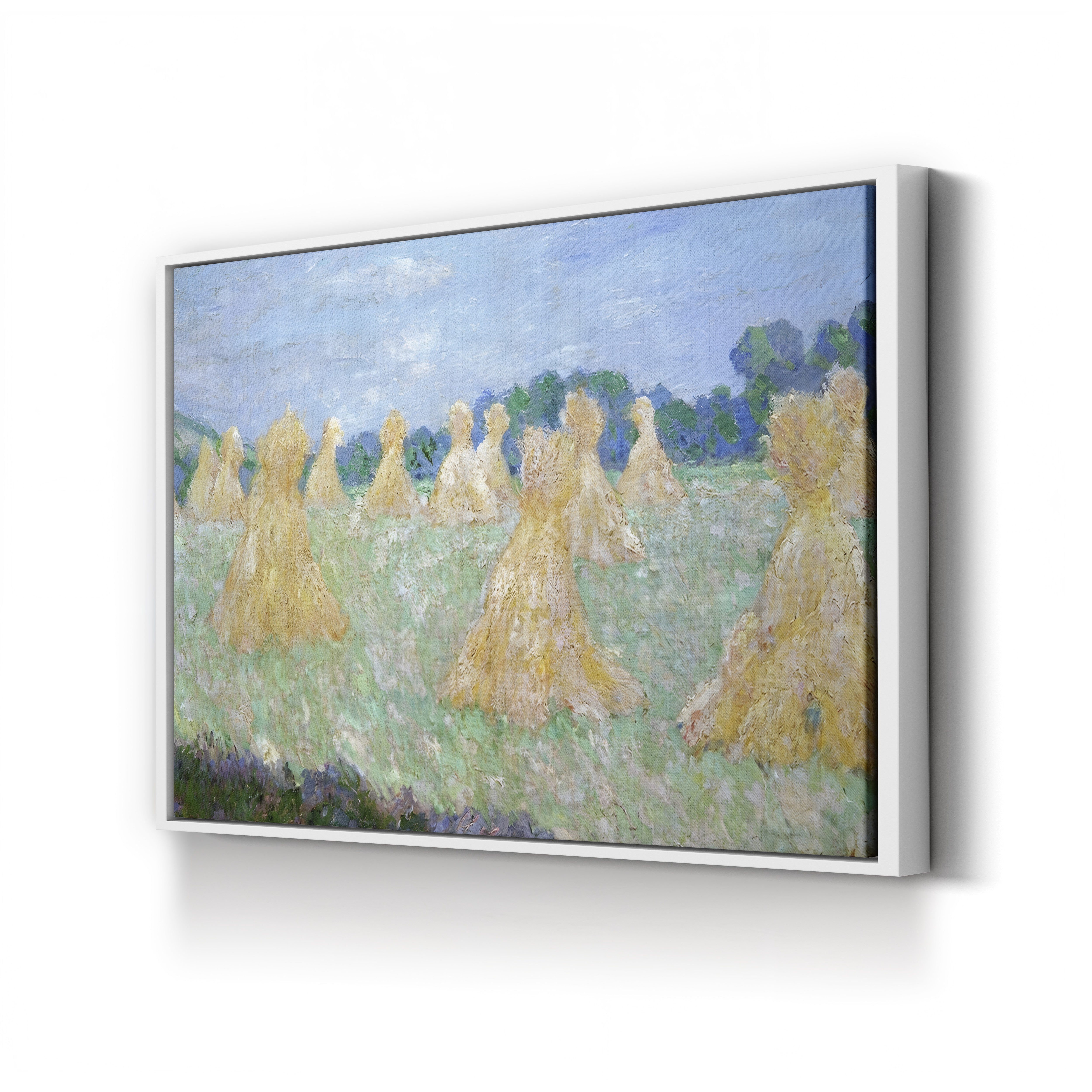 Haystacks: The Young Ladies of Giverny, Sun Effect – Claude Monet Wall Art | Impressionist Series Canvas Print