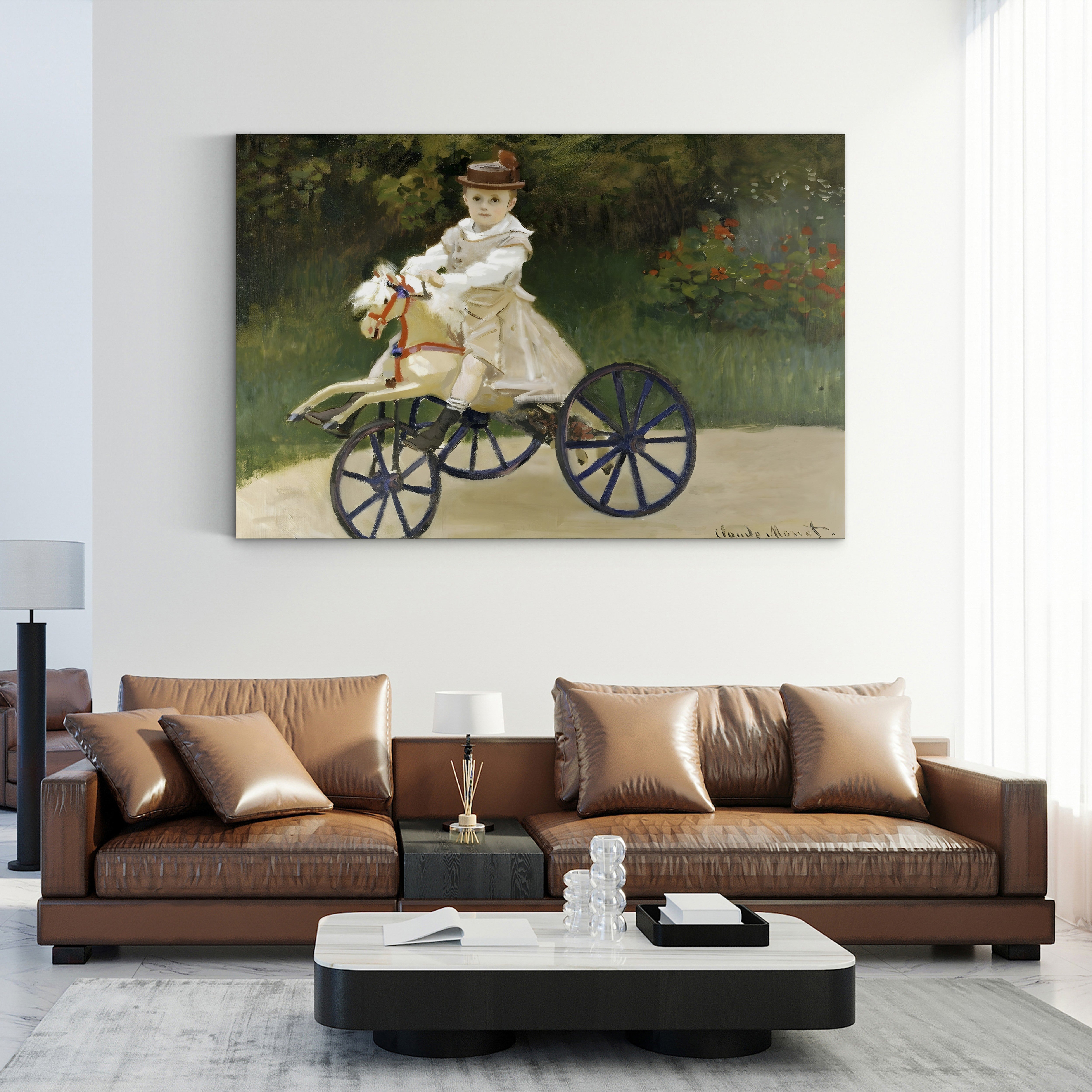 Jean Monet on His Hobby Horse, c. 1867–1913 – Claude Monet Wall Art | Impressionist Childhood Scene Canvas Print