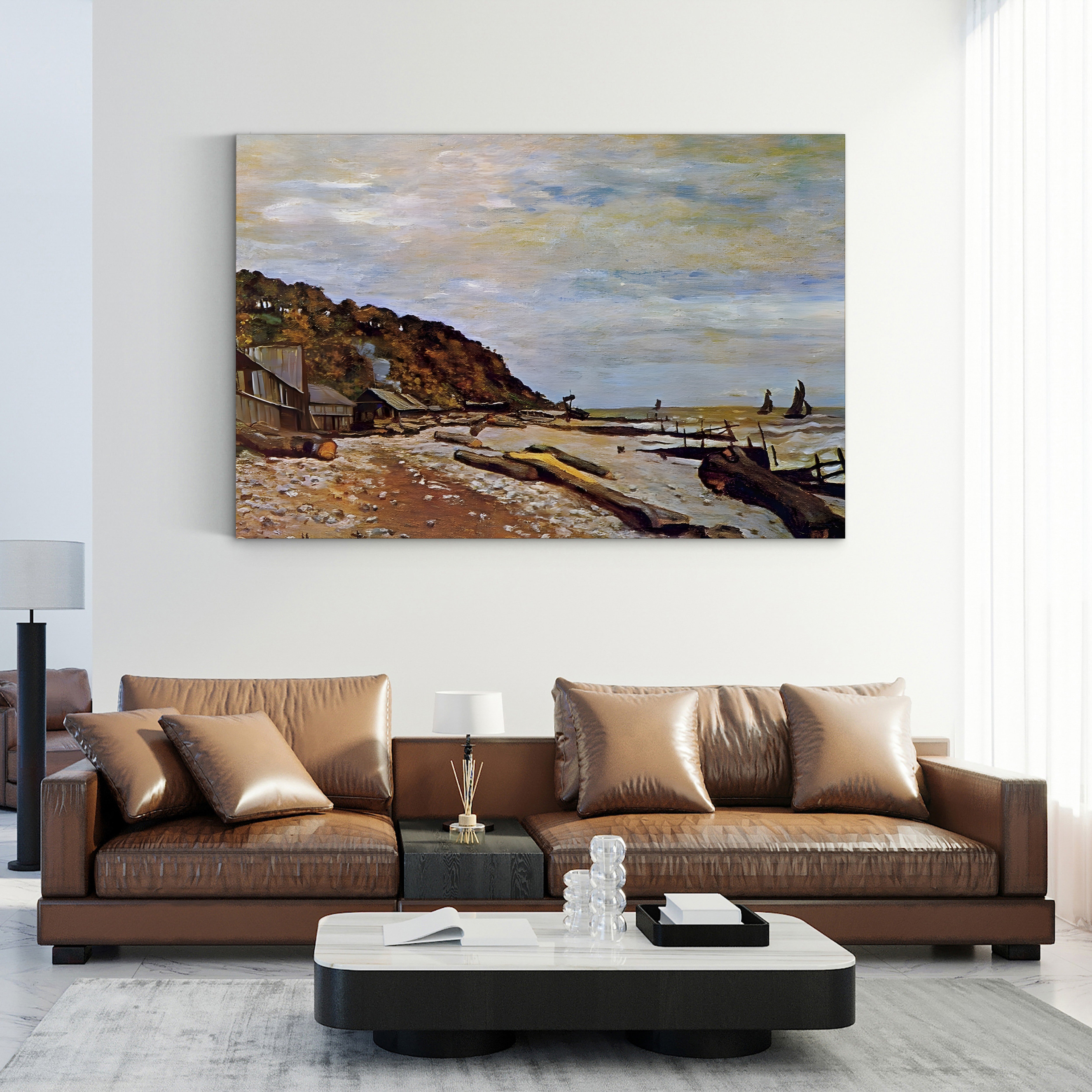 Boatyard near Honfleur, 1864 – Claude Monet Wall Art | Early Impressionist Norman Port Canvas Print