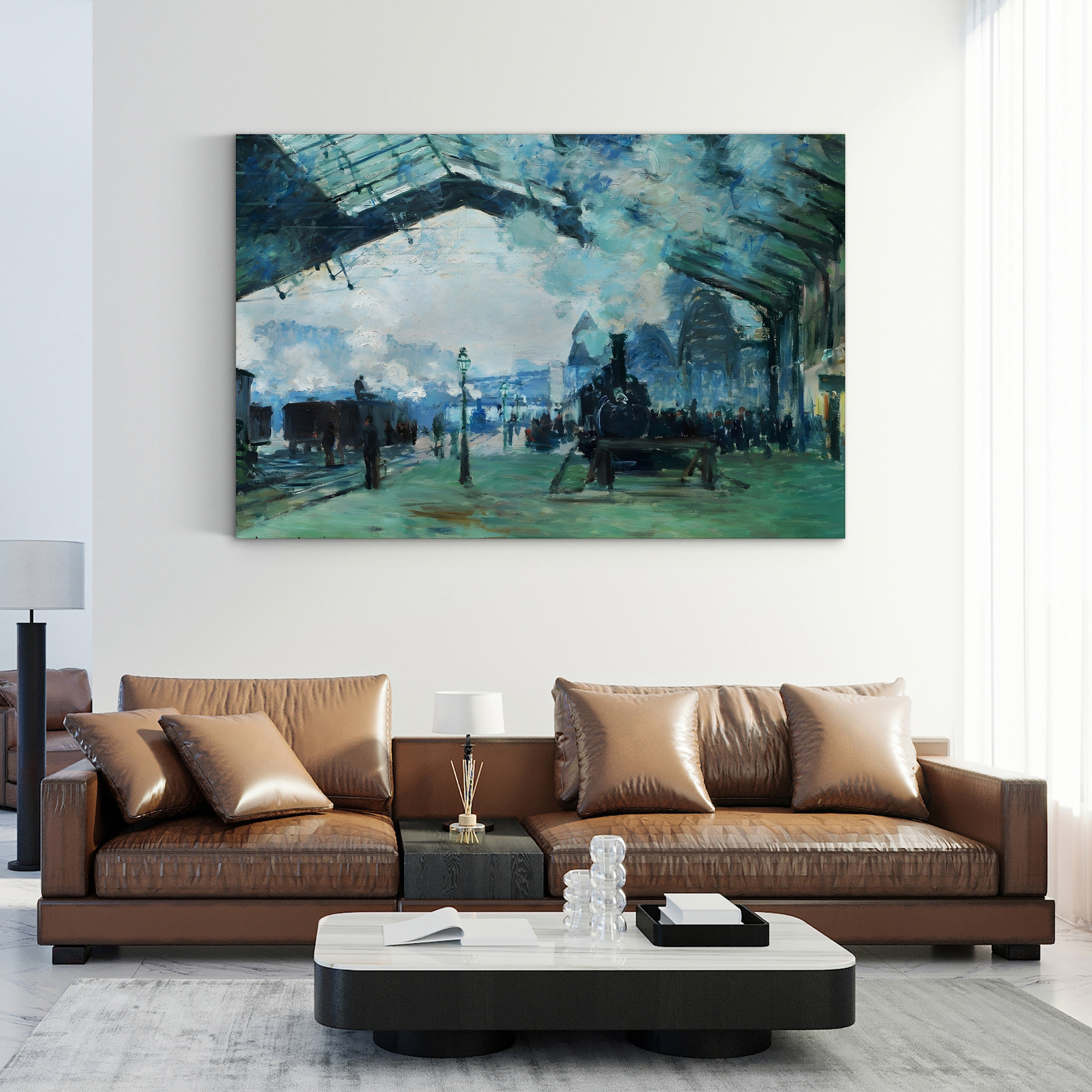 Arrival of the Normandy Train, Gare Saint-Lazare – Claude Monet Wall Art | Impressionist Railway Canvas Print