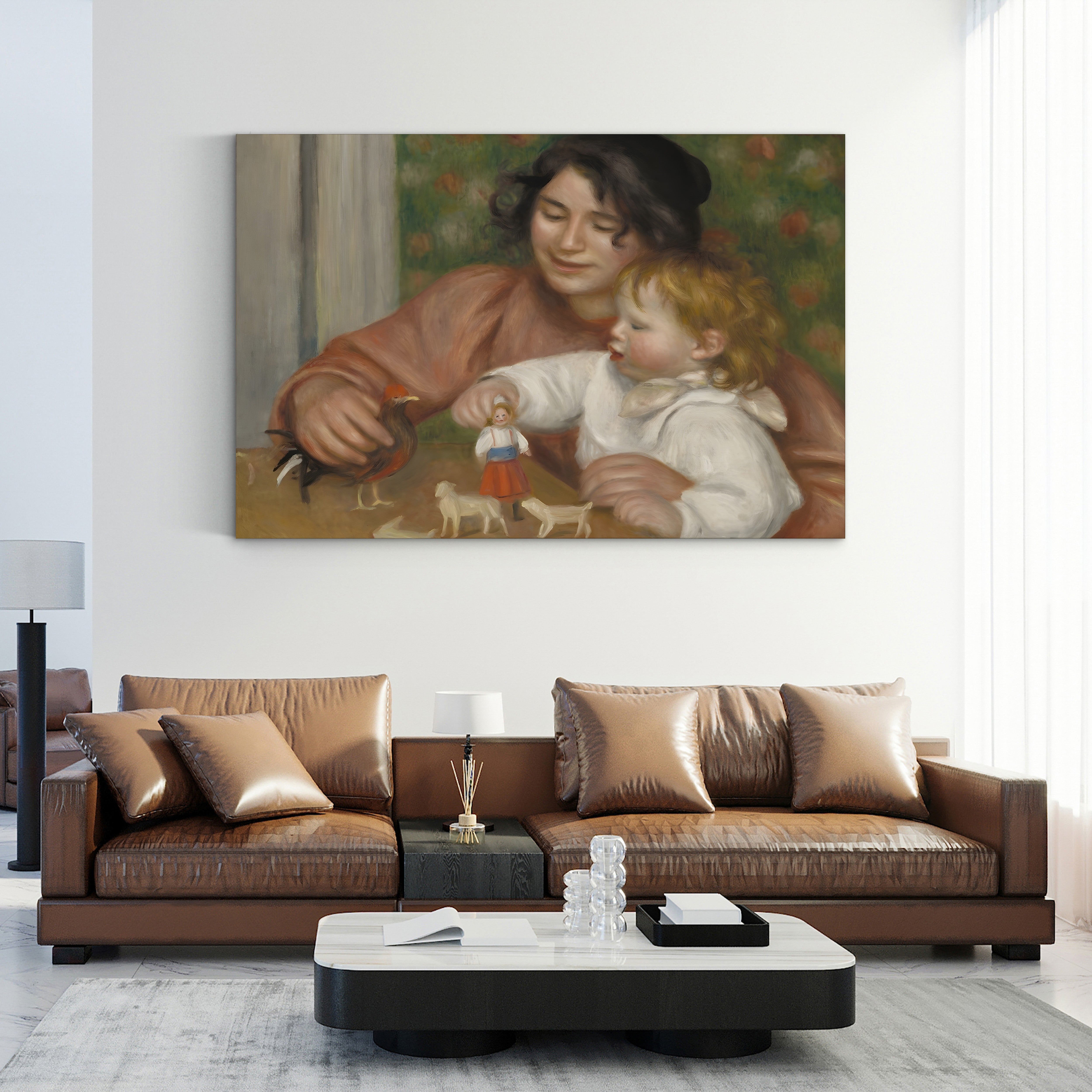 Child with Toys – Gabrielle and the Artist's Son Jean – Pierre-Auguste Renoir Wall Art | Impressionist Family Canvas Print
