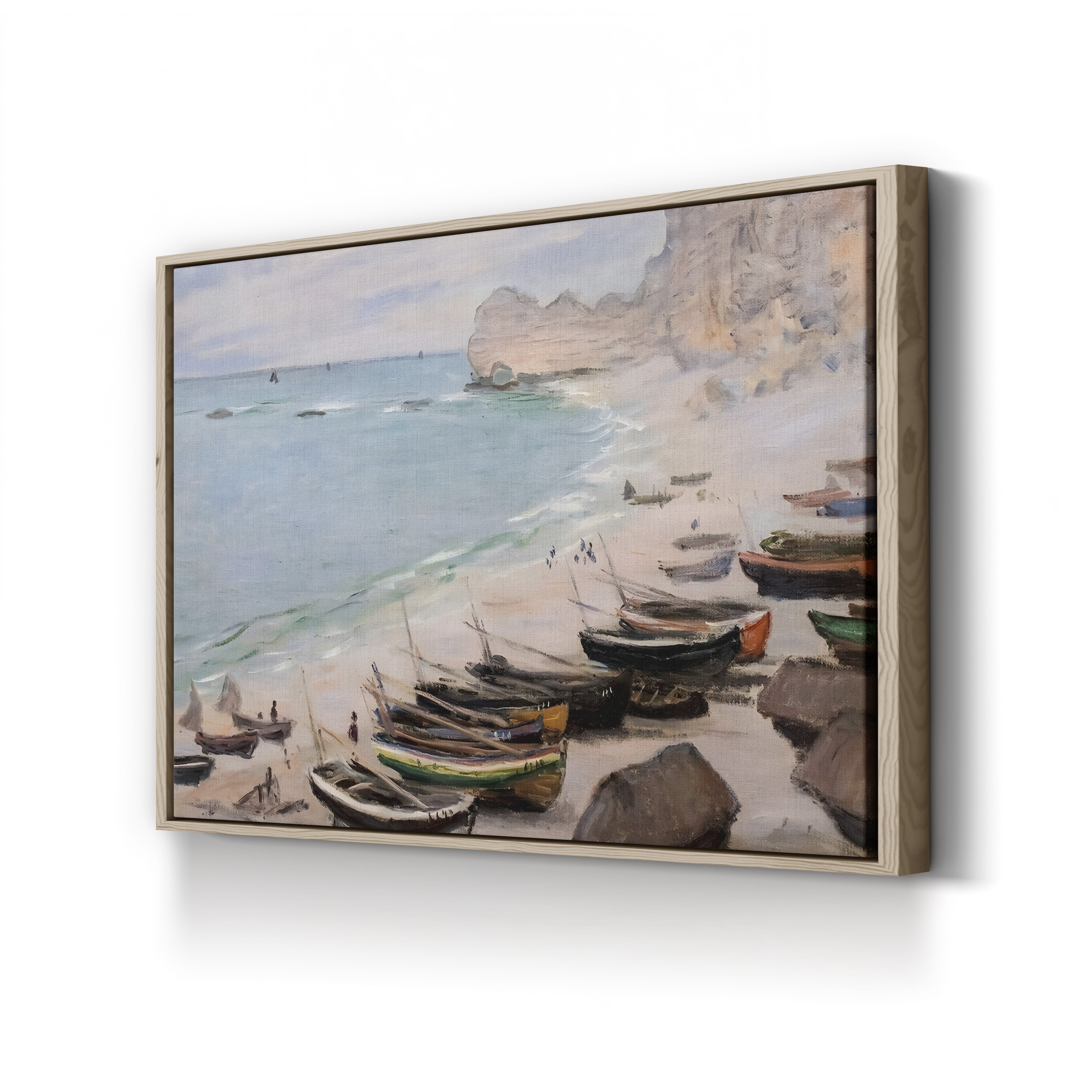 Bateaux sur la Plage à Étretat, 1883 – Claude Monet Wall Art | Impressionist Normandy Coastal Canvas Print