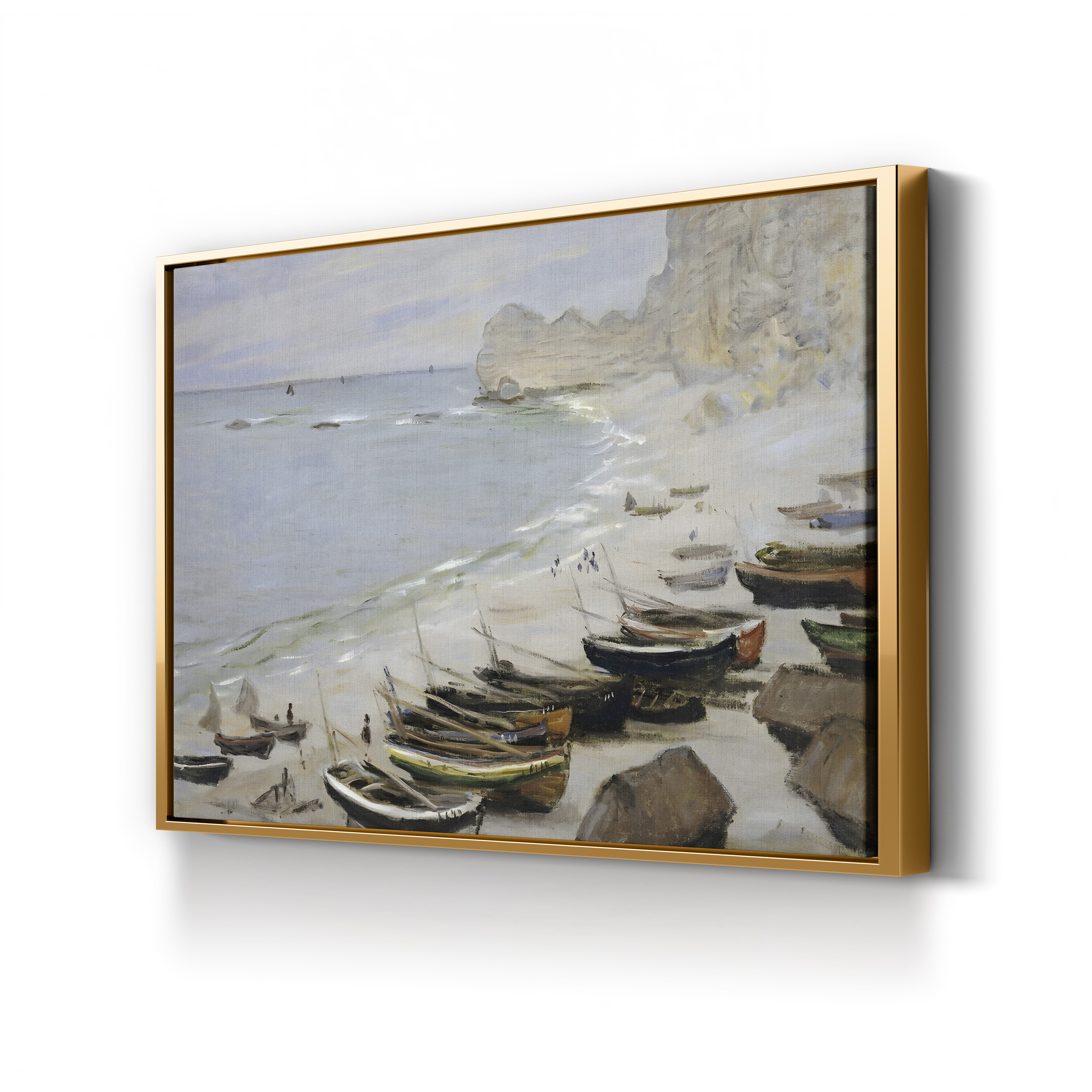 Boats on the Beach at Étretat, 1883 – Claude Monet Wall Art | Impressionist Normandy Coastal Canvas Print