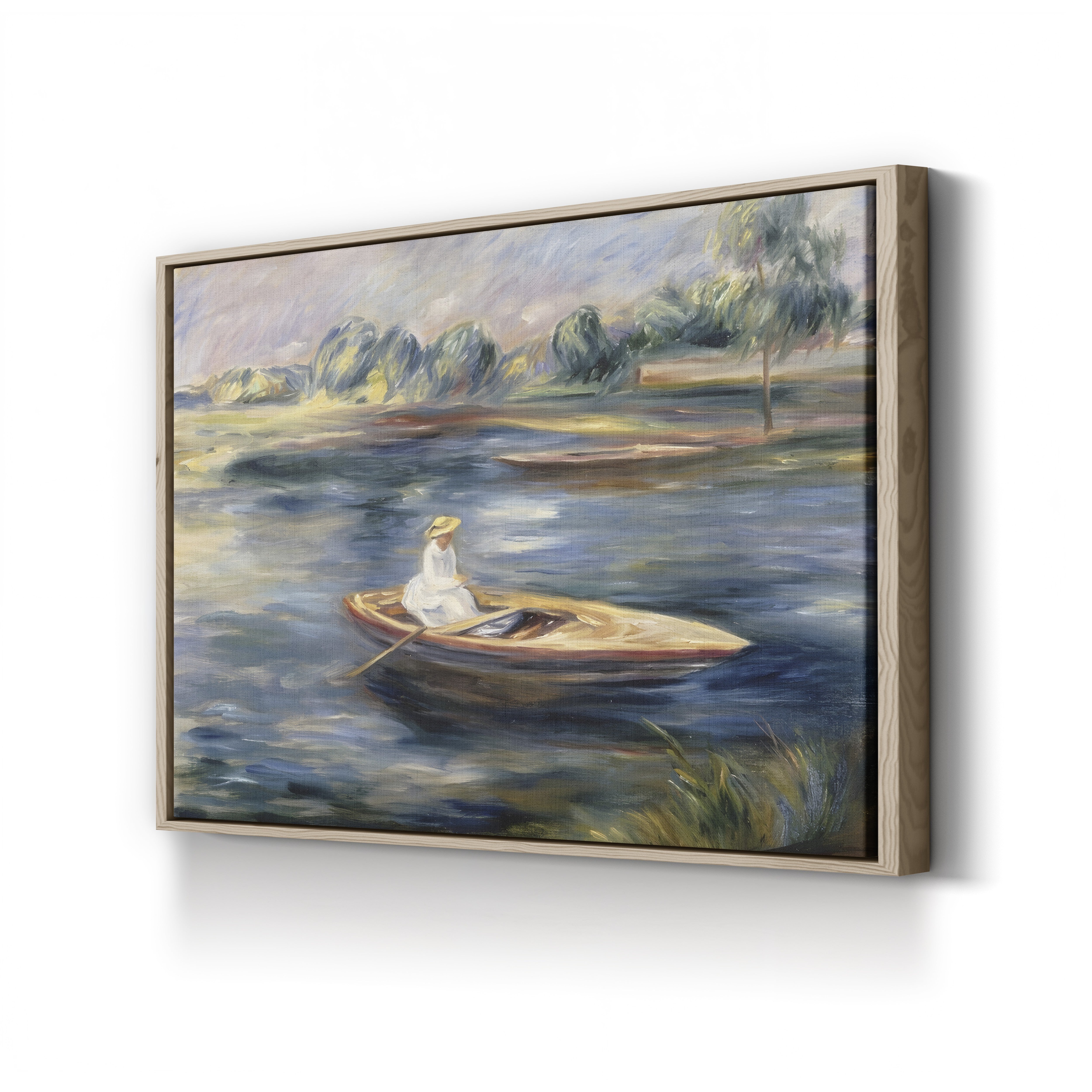 Young Woman Seated in a Rowboat – Pierre-Auguste Renoir Wall Art | Impressionist Boating Canvas Print