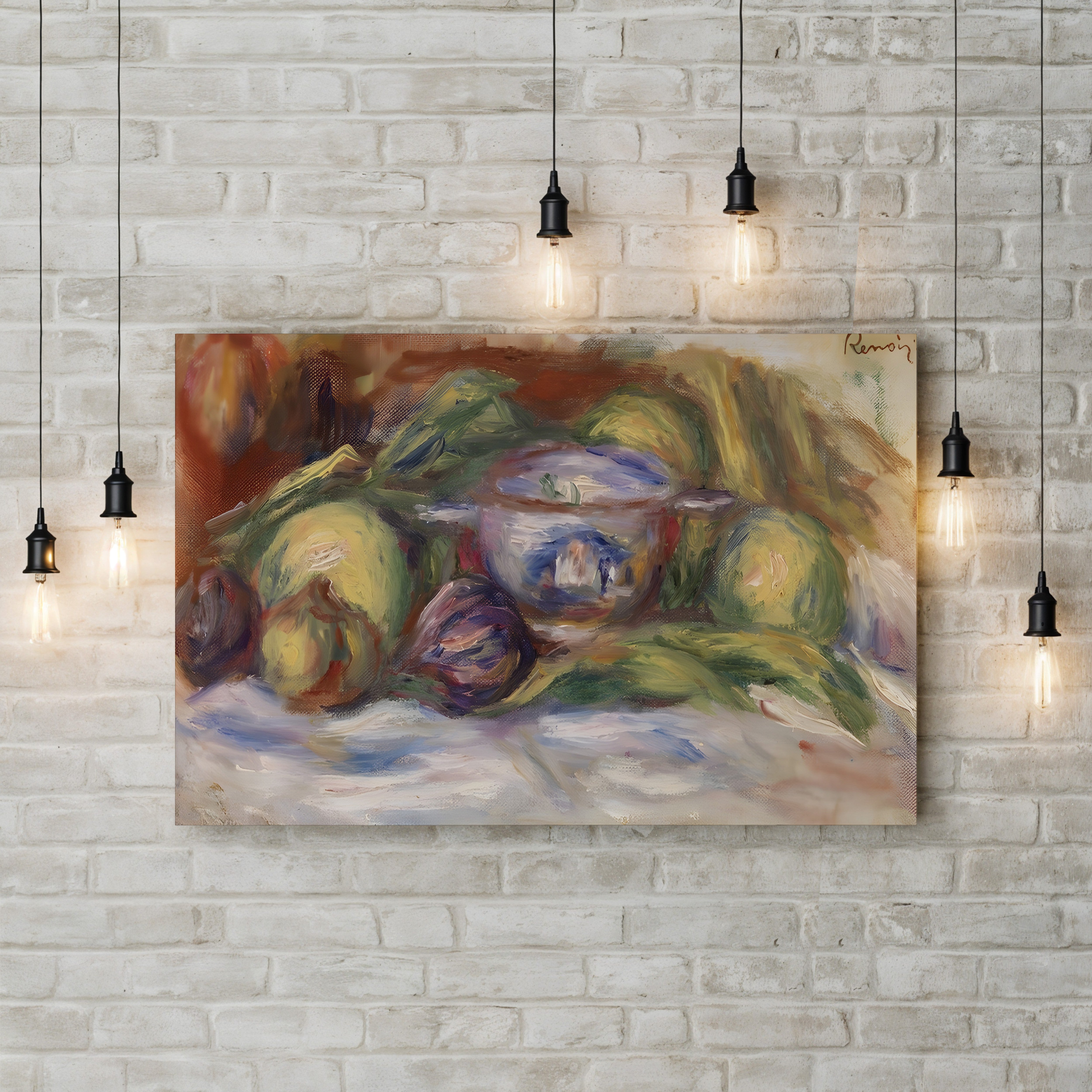 Bowl of Figs and Apples, 1916 – Pierre-Auguste Renoir Wall Art | Late Impressionist Still Life Canvas Print