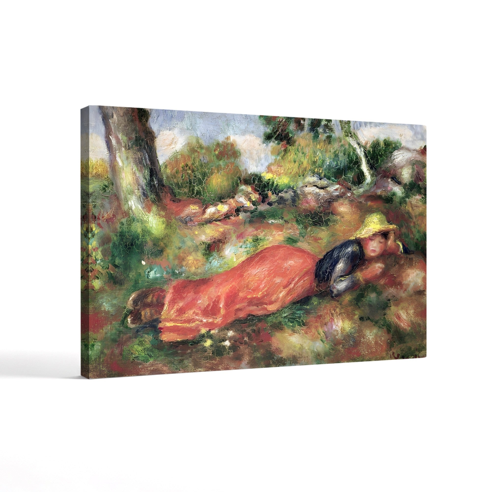 Young Girl Sleeping on the Grass – Pierre-Auguste Renoir Wall Art | Impressionist Figure Canvas Print