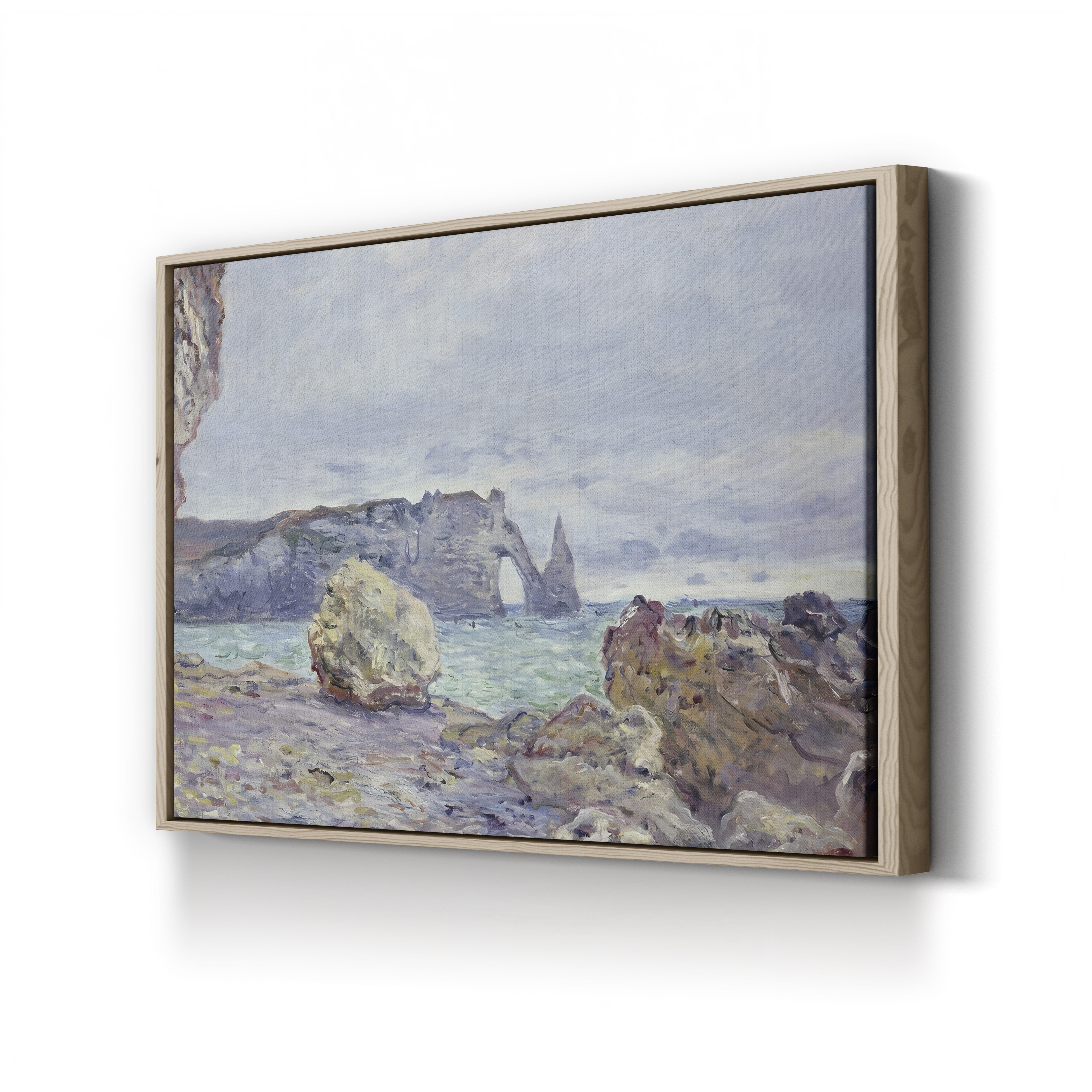 Étretat, the Beach and the Porte d'Aval, 1884 – Claude Monet Wall Art | Iconic Impressionist Normandy Cliff Canvas Print