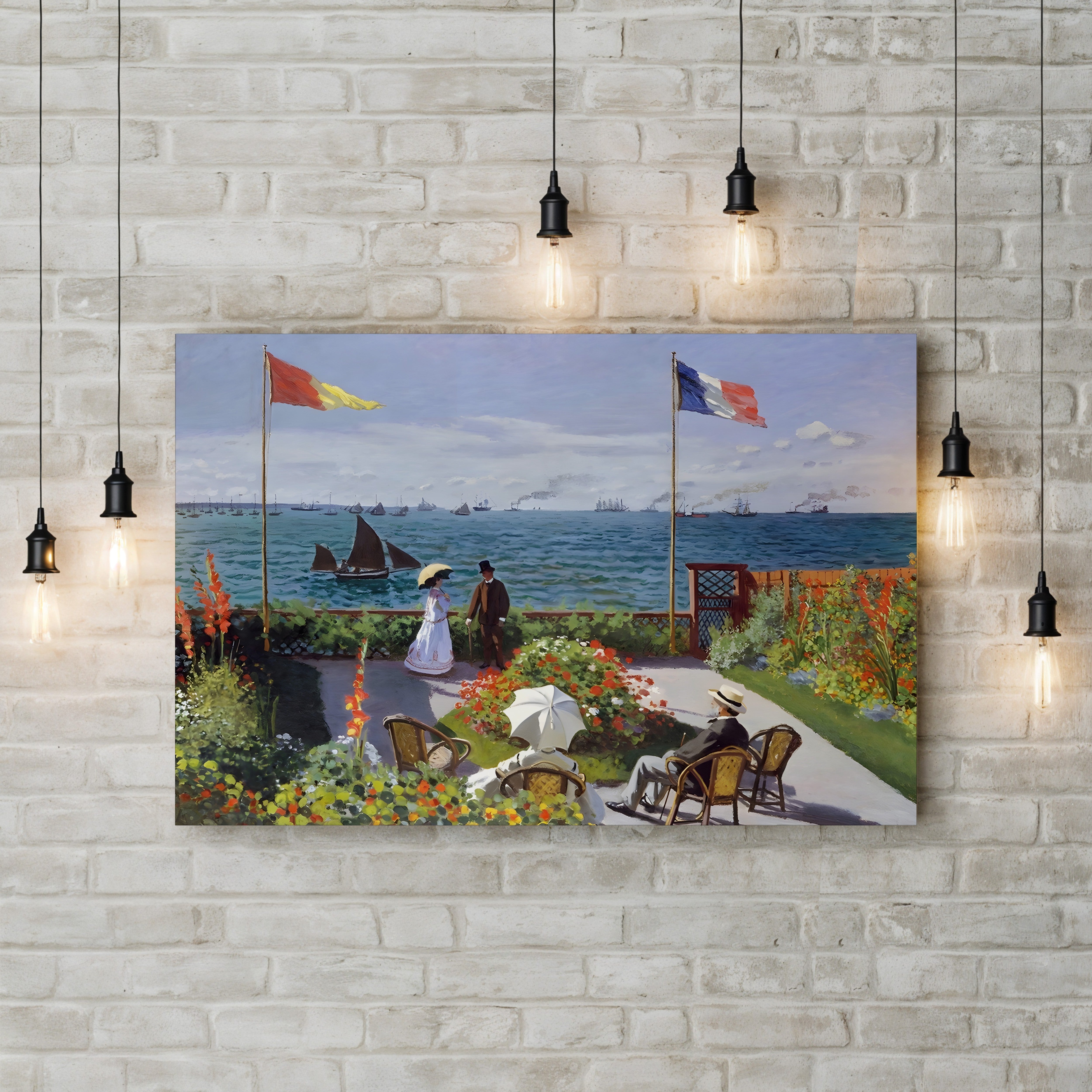 Garden at Sainte-Adresse – Claude Monet Wall Art | Impressionist Coastal Garden Canvas Print