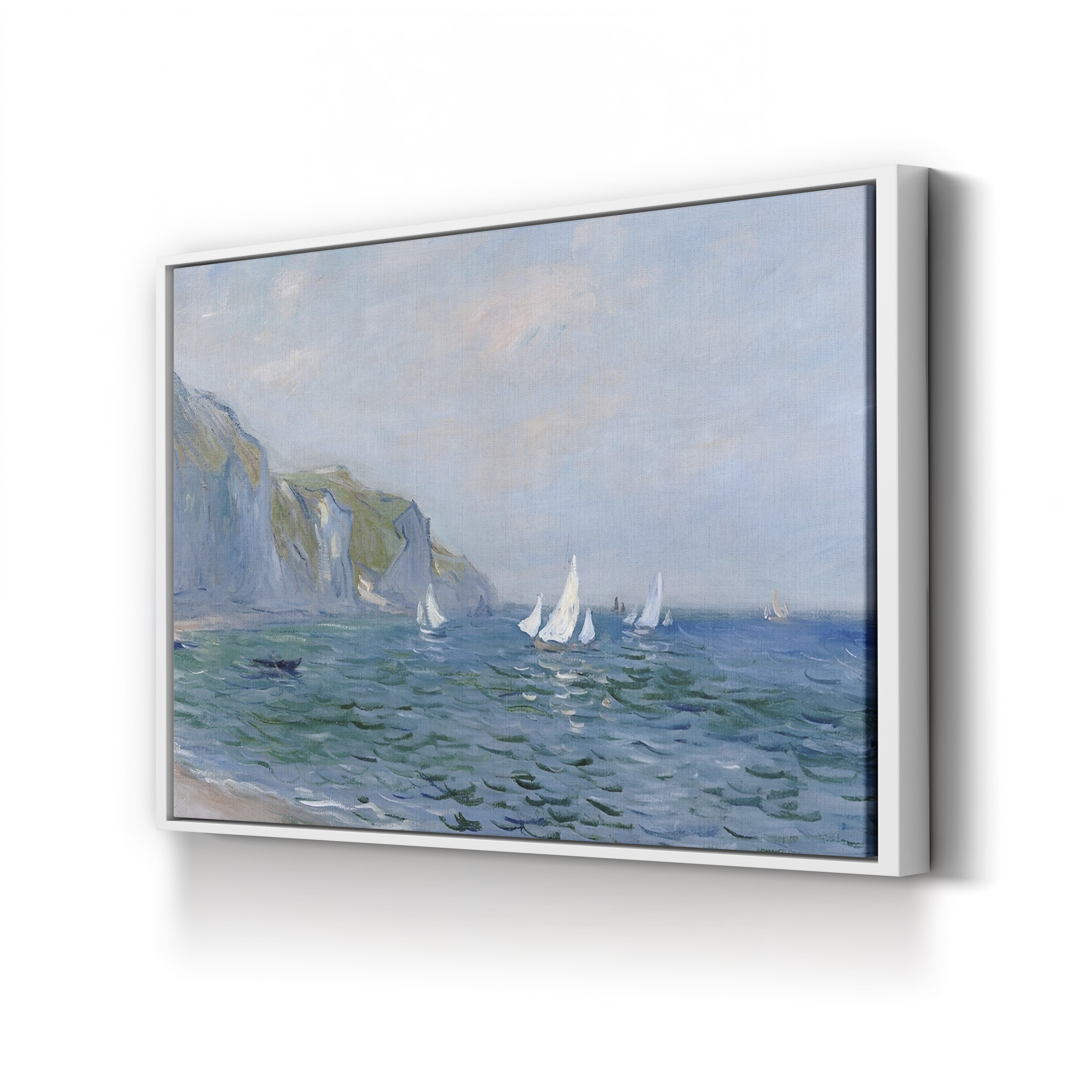 Cliffs and Sailboats at Pourville – Claude Monet Wall Art | Impressionist Normandy Coastal Canvas Print