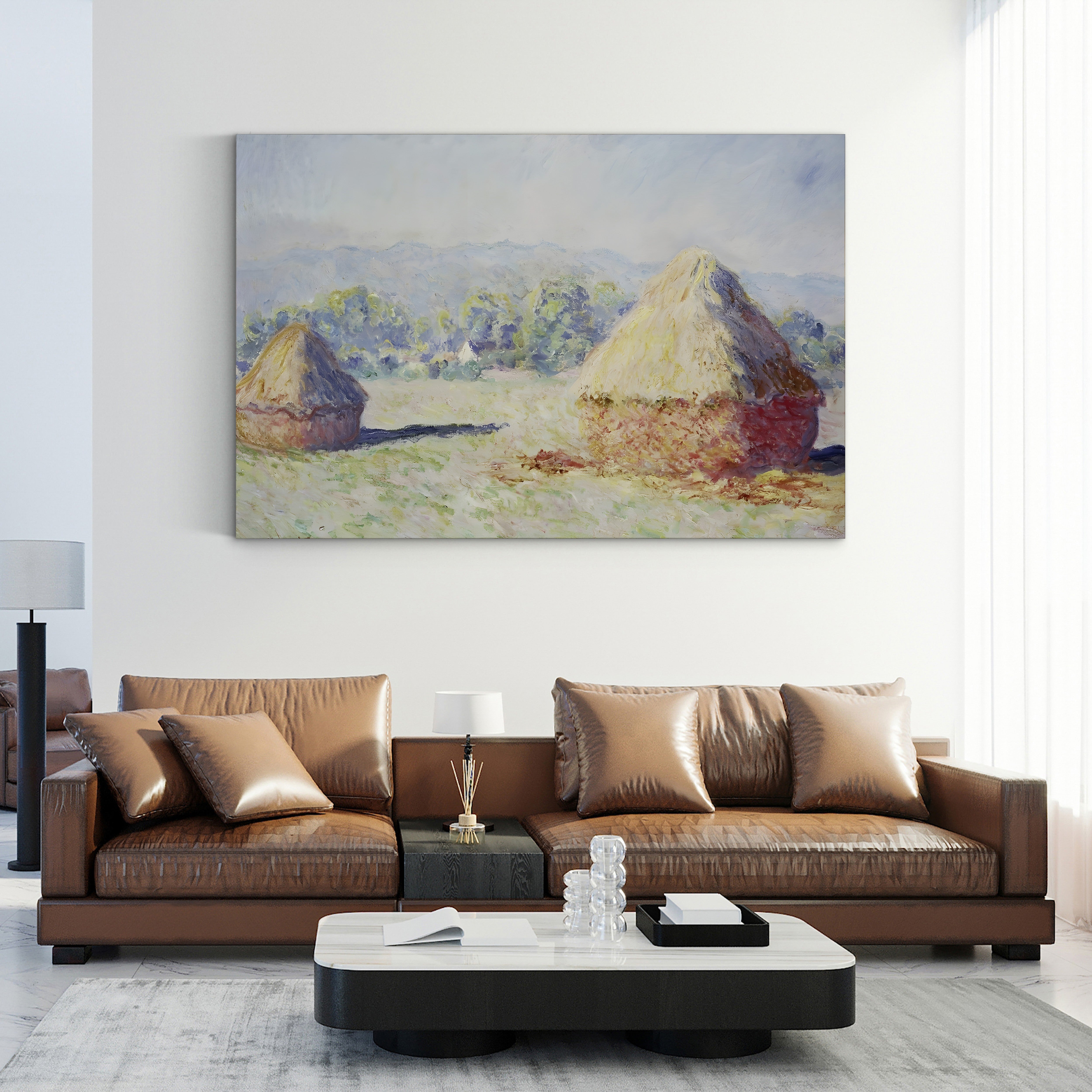 Haystacks in the Sun, Morning Effect, 1891 – Claude Monet Wall Art | Impressionist Series Canvas Print