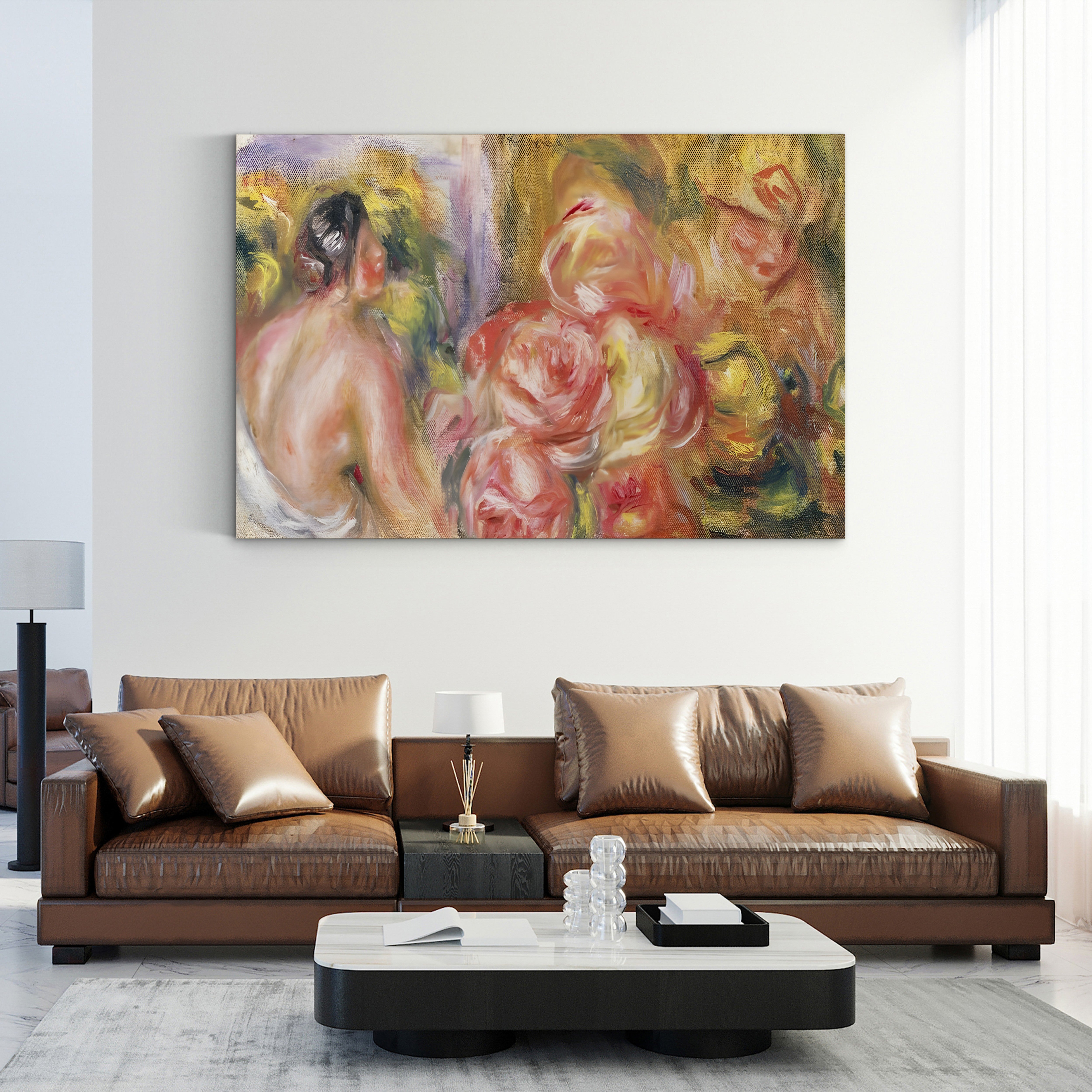 Nude Girl with Hat and Roses, 1916 – Renoir Wall Art | Figure