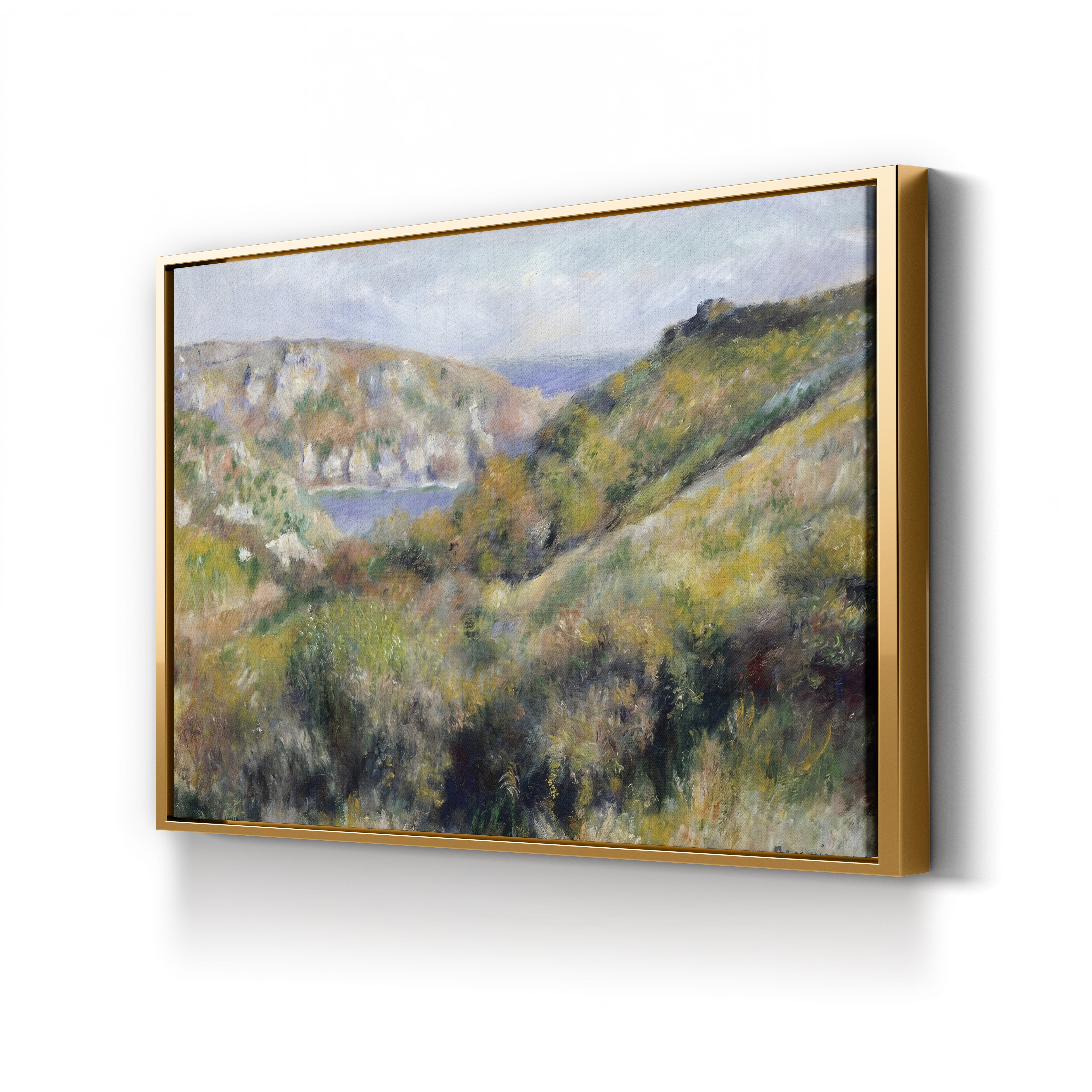 Hills Around Bay of Moulin Huet, Guernsey, 1883 – Pierre-Auguste Renoir Wall Art | Impressionist Coastal Canvas Print