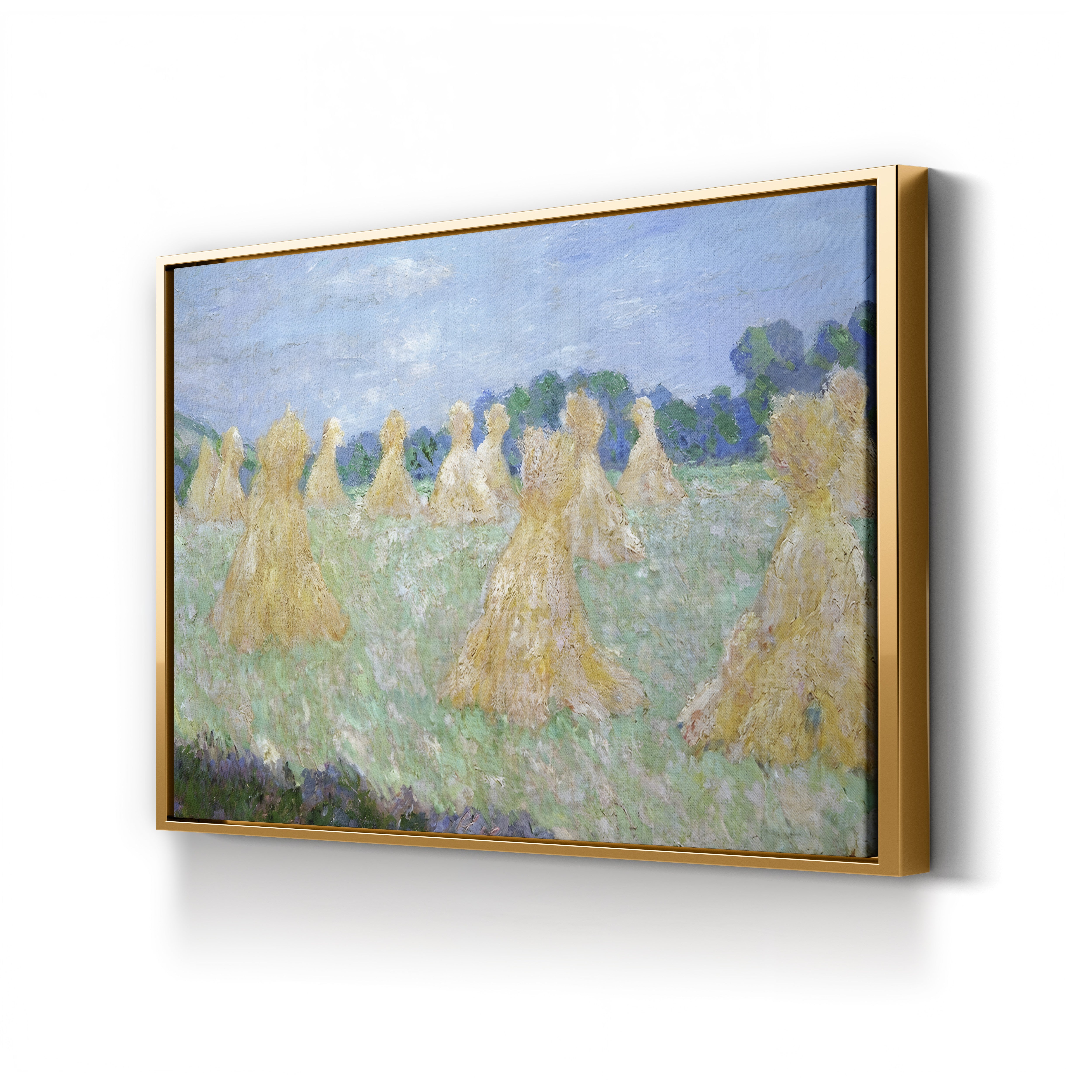 Haystacks: The Young Ladies of Giverny, Sun Effect – Claude Monet Wall Art | Impressionist Series Canvas Print