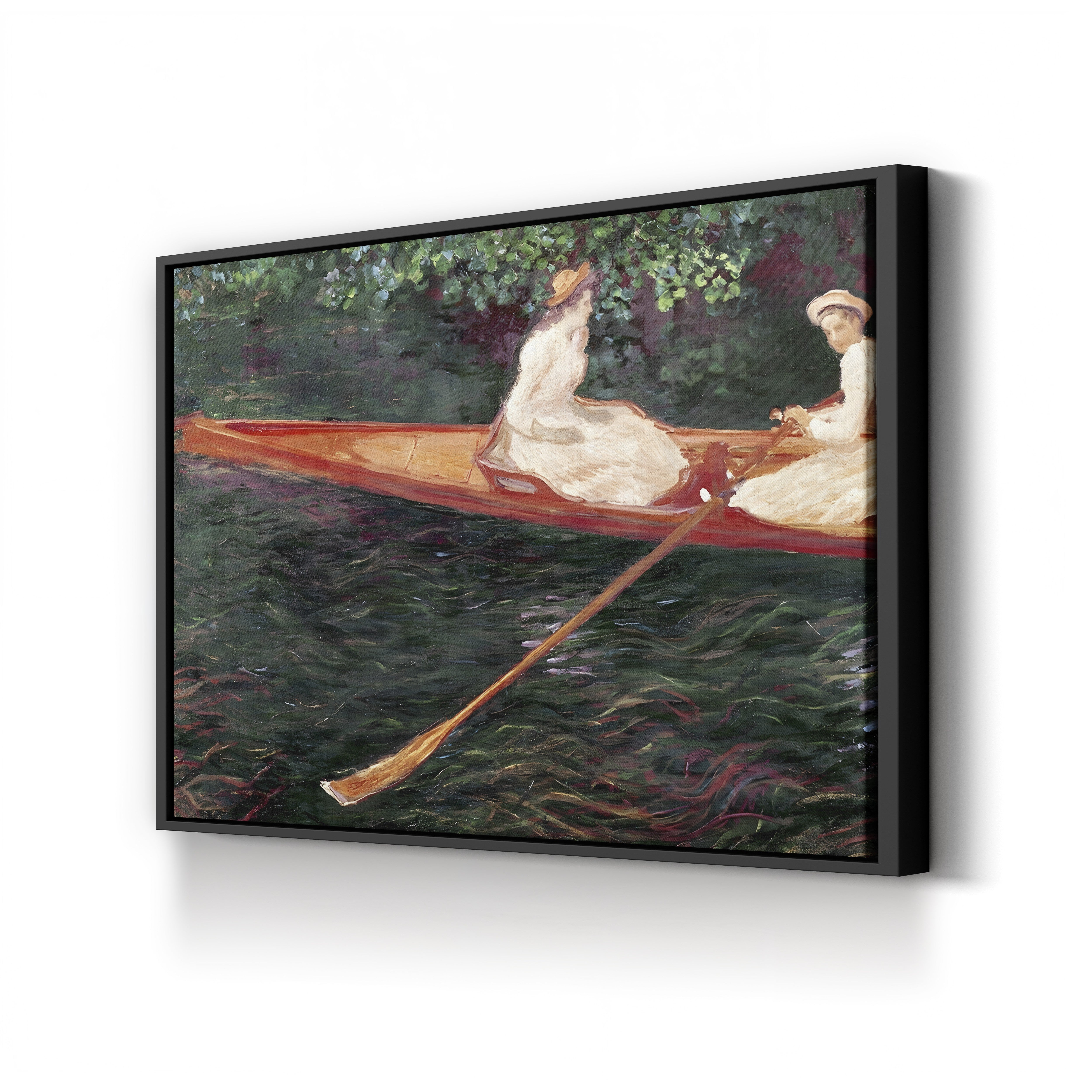 Boating on the River Epte, c. 1889-90 – Claude Monet Wall Art | Impressionist Riverside Canvas Print