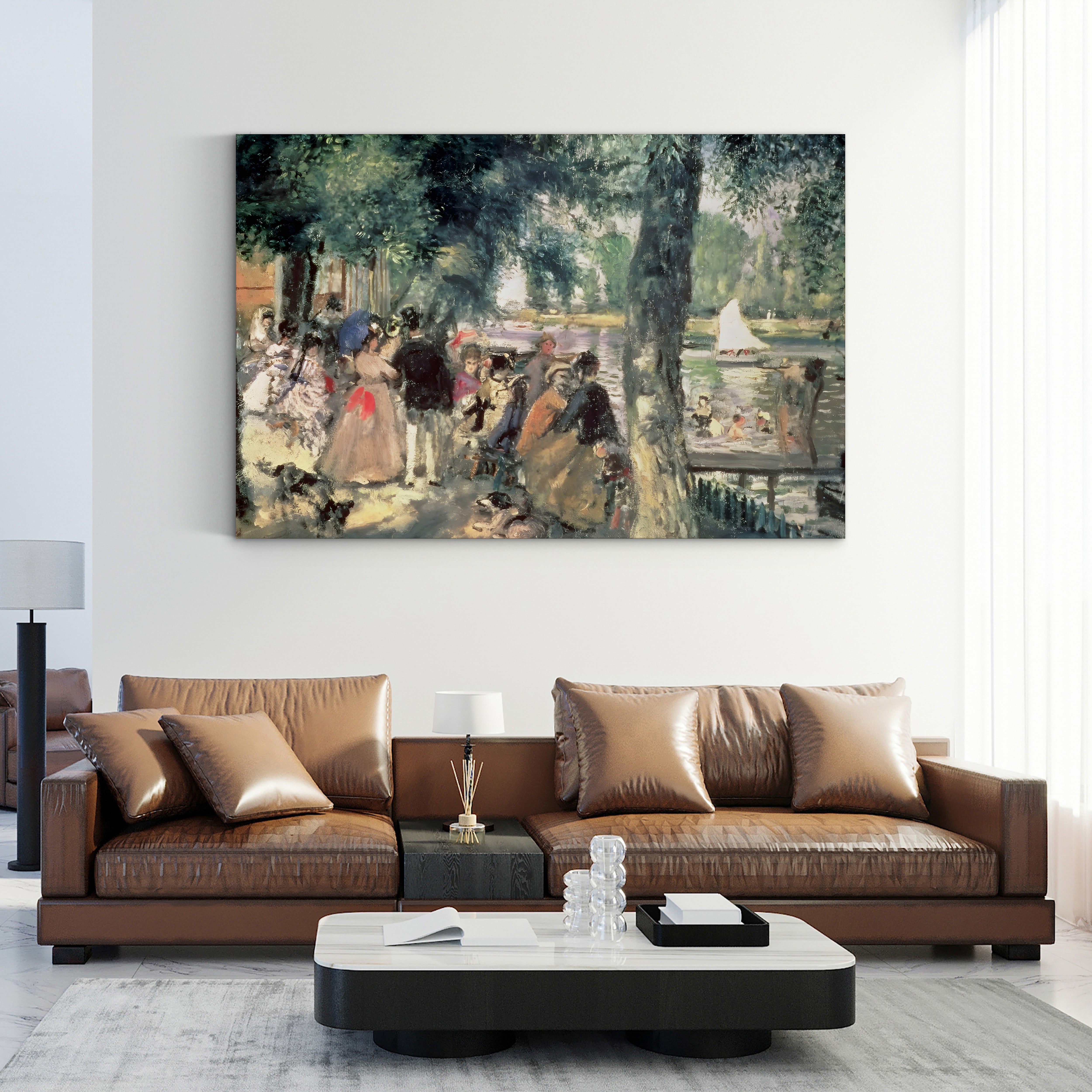 Bathing on the Seine / La Grenouillère, c. 1869 – Pierre-Auguste Renoir Wall Art | Impressionist River Canvas Print