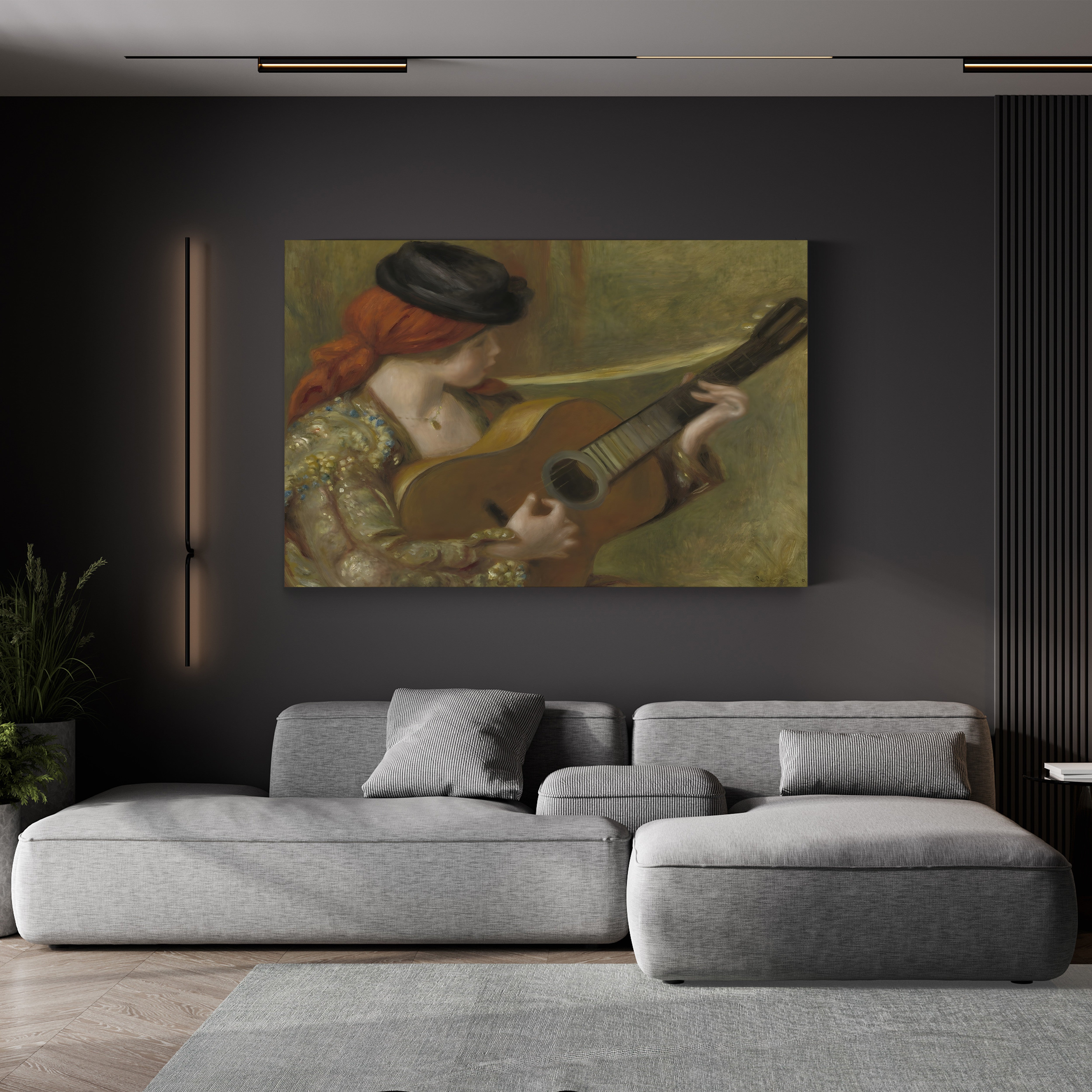 Young Spanish Woman with a Guitar, 1898 – Pierre-Auguste Renoir Wall Art | Impressionist Figure Canvas Print