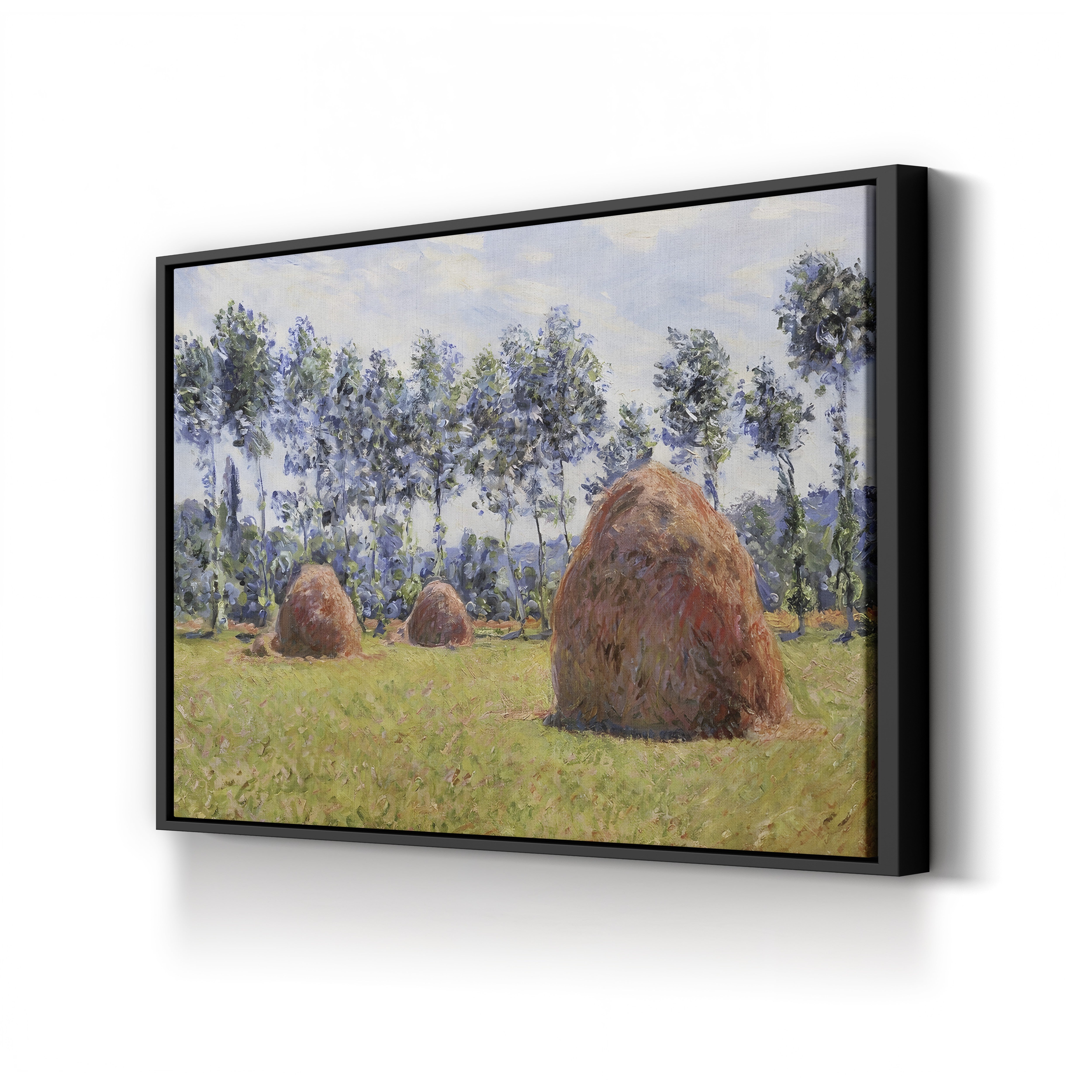 Haystacks at Giverny, 1884 – Claude Monet Wall Art | Impressionist Rural Landscape Canvas Print
