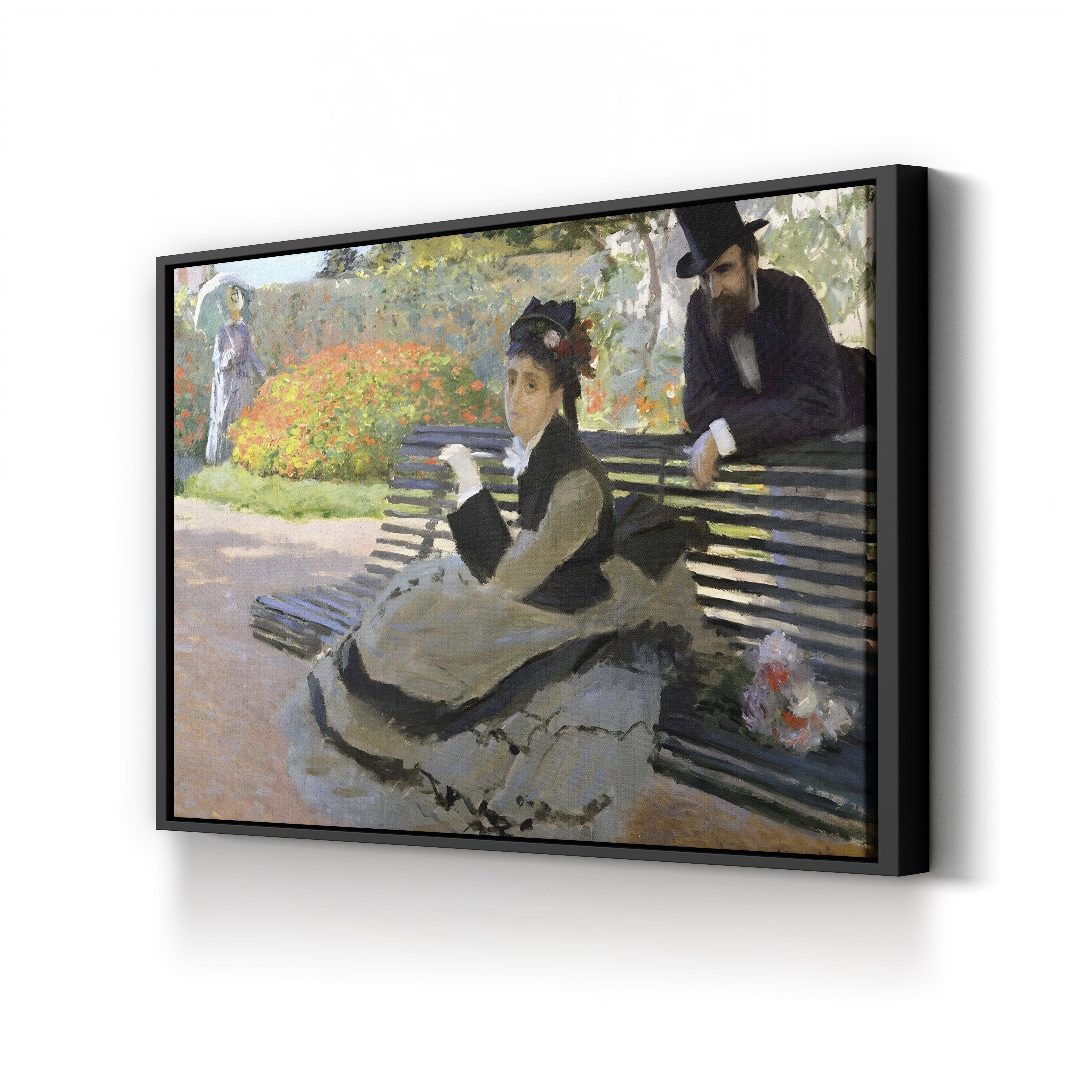 Camille Monet on a Garden Bench – Claude Monet Wall Art | Impressionist Garden Figure Canvas Print