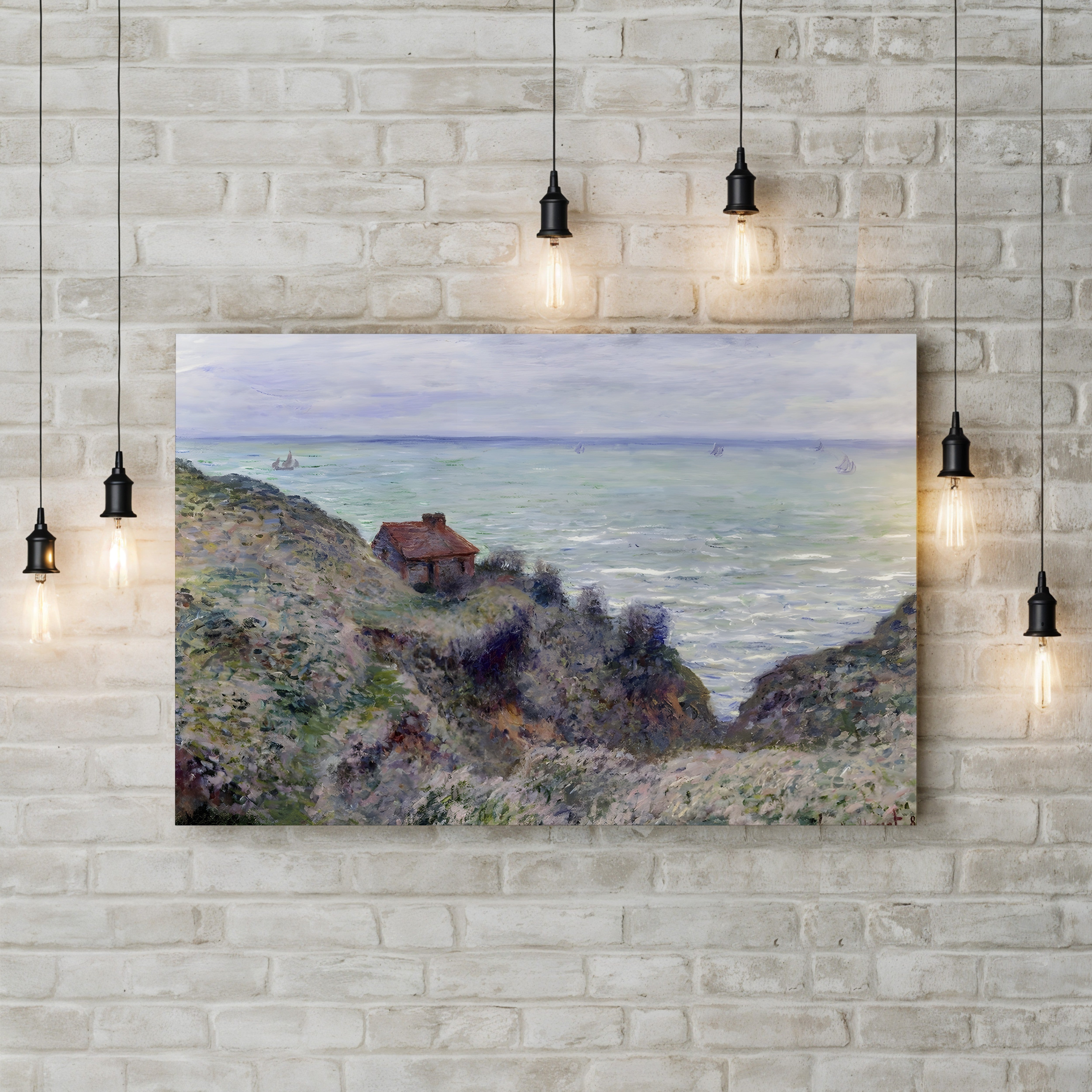 Cabin of the Customs Watch – Claude Monet Wall Art | Impressionist Norman Clifftop Canvas Print