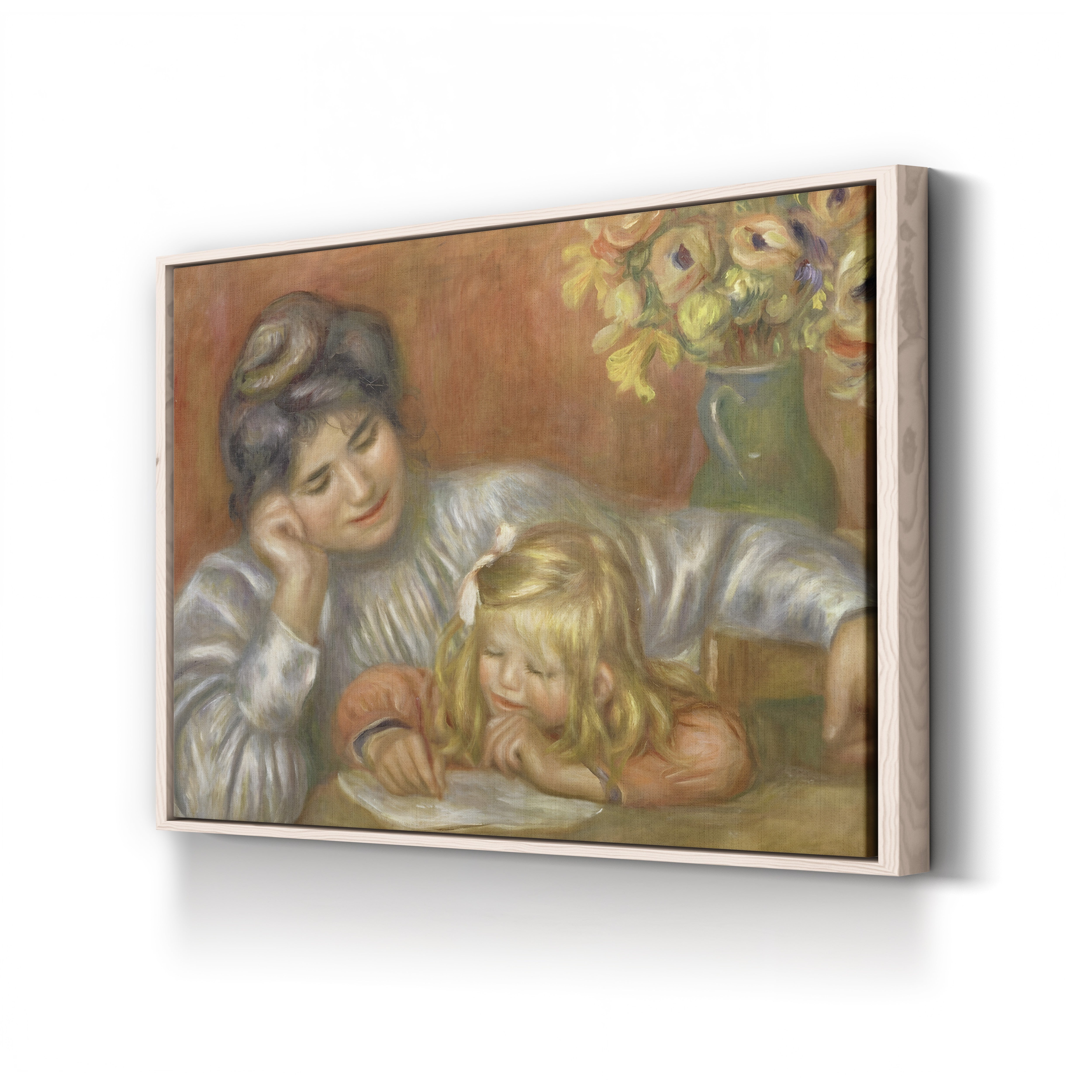 The Writing Lesson, Gabrielle and Claude, 1905 – Pierre-Auguste Renoir Wall Art | Impressionist Family Canvas Print