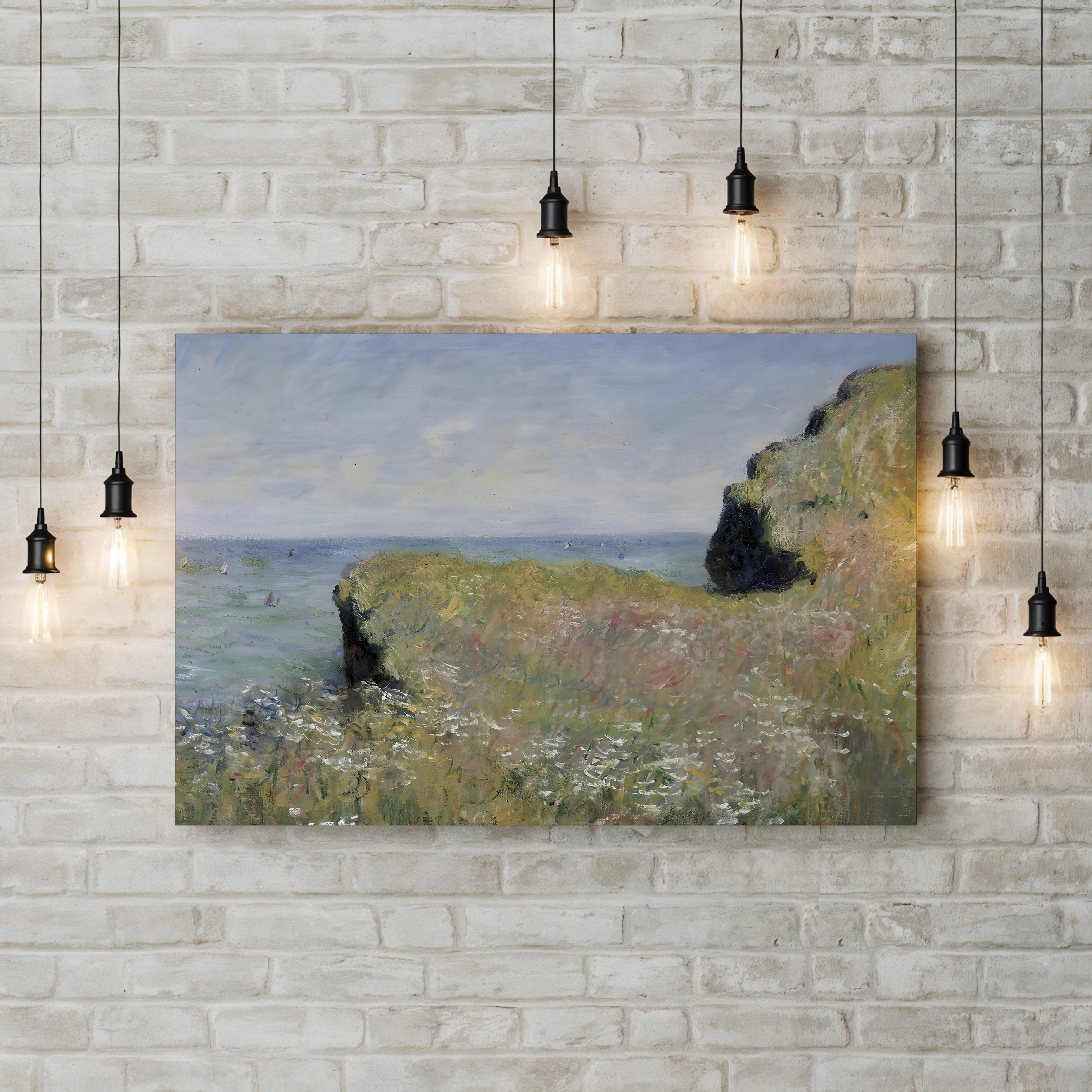 Edge of the Cliff, Pourville, 1882 – Claude Monet Wall Art | Impressionist Normandy Cliff Canvas Print