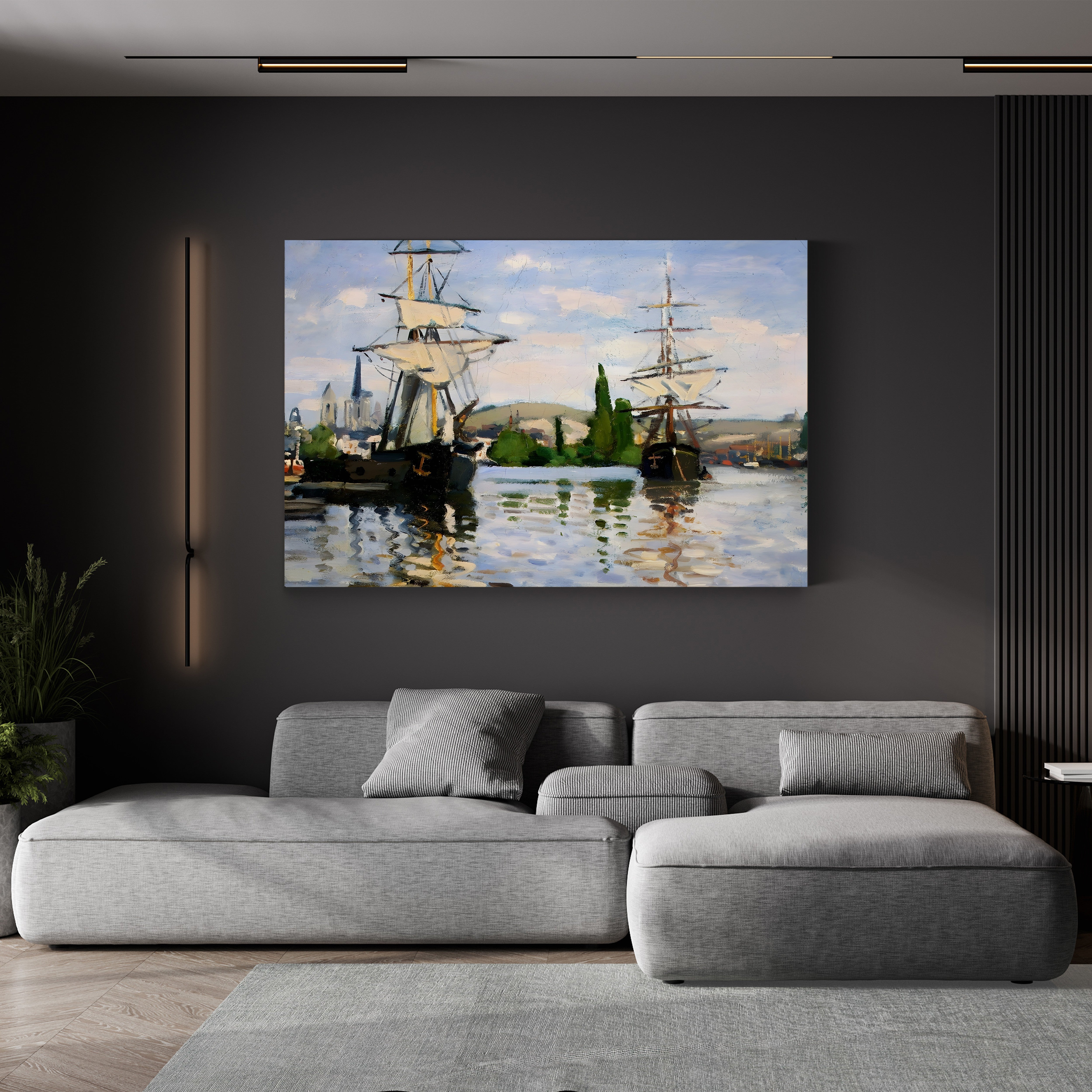 Ships Riding on the Seine at Rouen, 1872/1873 by Claude Monet