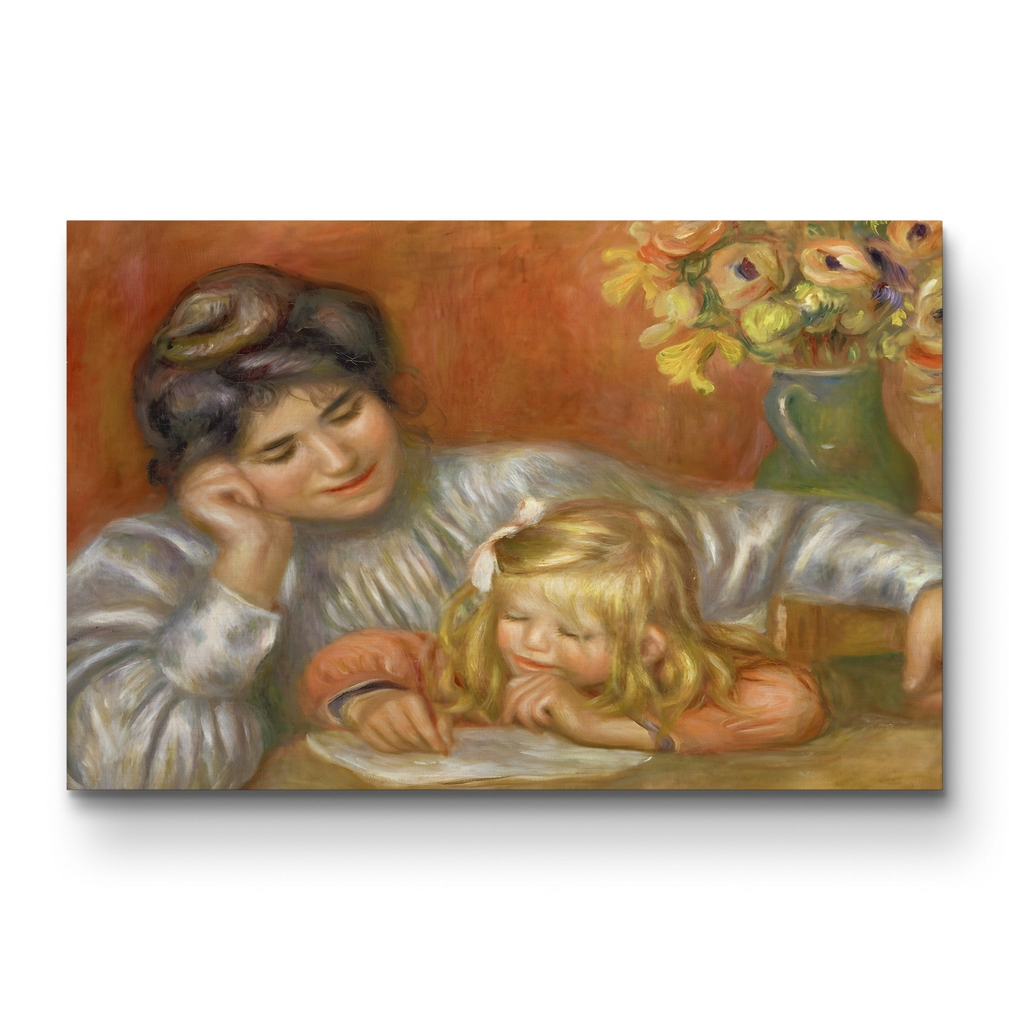 The Writing Lesson, Gabrielle and Claude, 1905 – Pierre-Auguste Renoir Wall Art | Impressionist Family Canvas Print