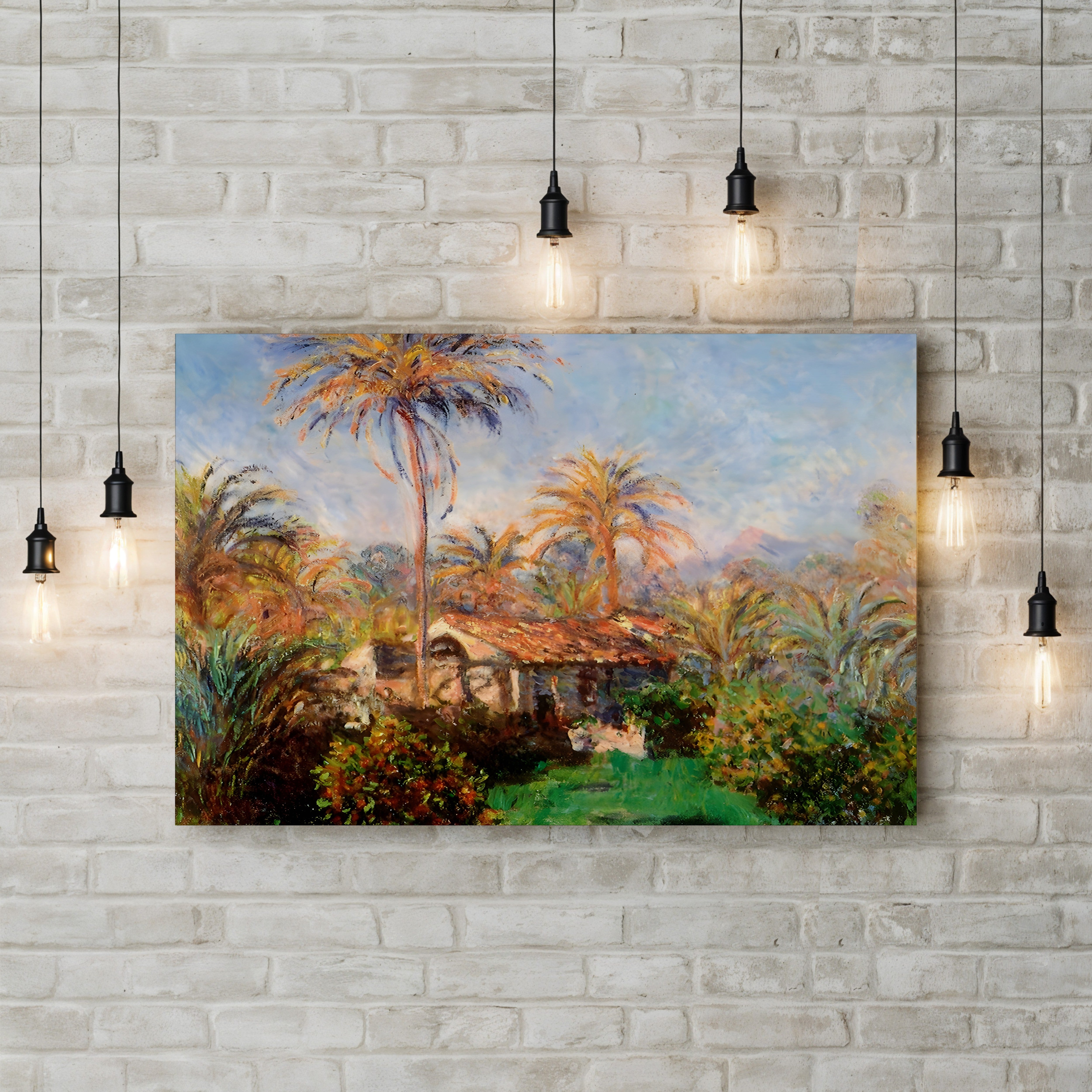 House Among the Palms – Claude Monet Wall Art | Impressionist Exotic Landscape Canvas Print