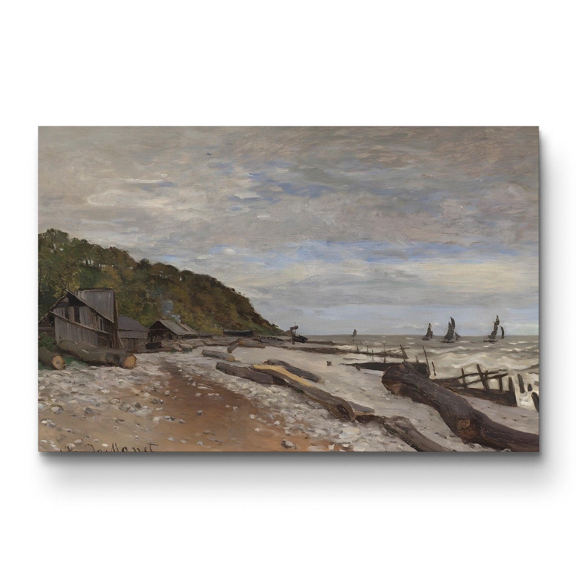 Boatyard near Honfleur (Le Chantier de Petits Navires), 1864 – Claude Monet Wall Art | Early Impressionist Norman Port Canvas Print