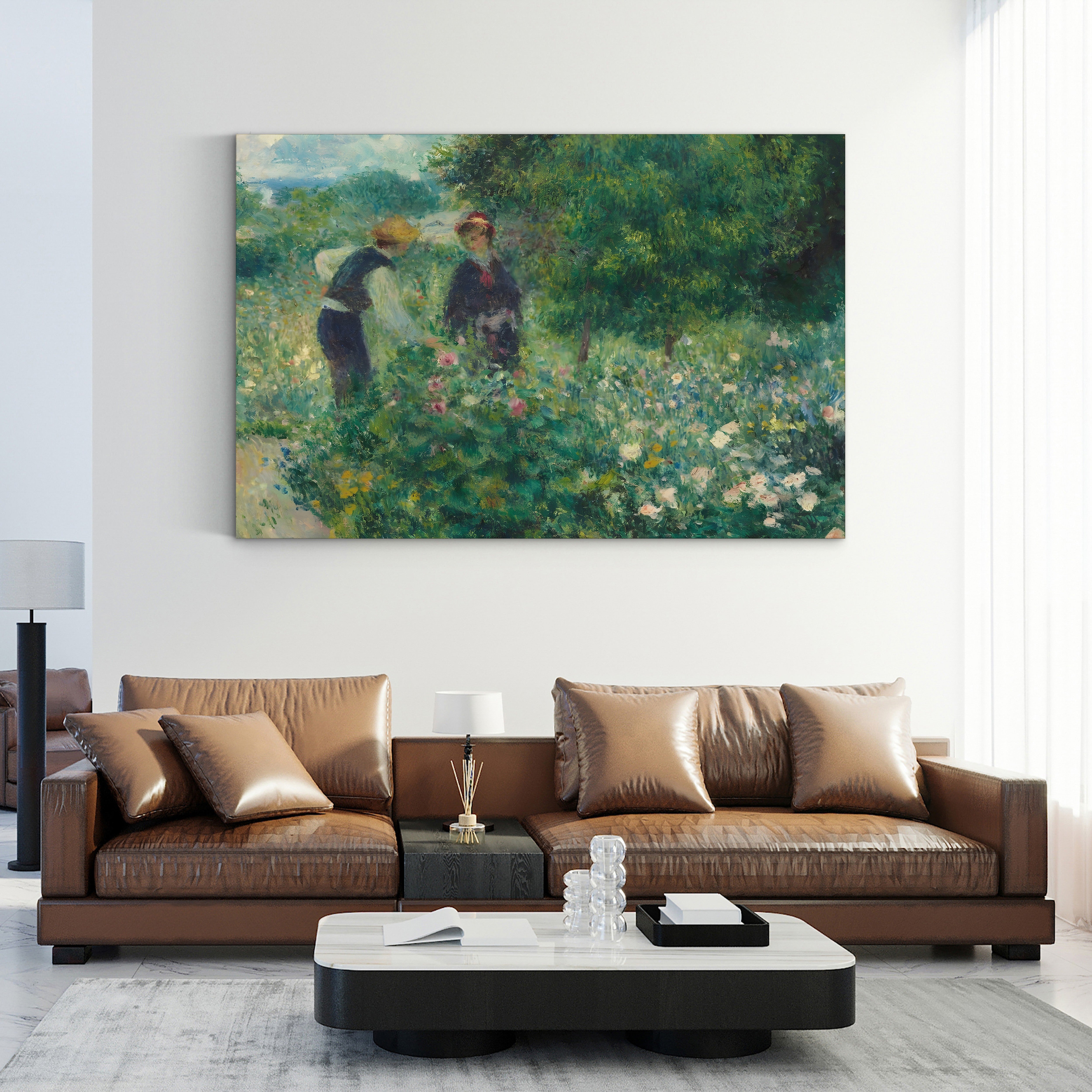 Picking Flowers, 1875 – Renoir Wall Art | Impressionist Pastoral Canvas