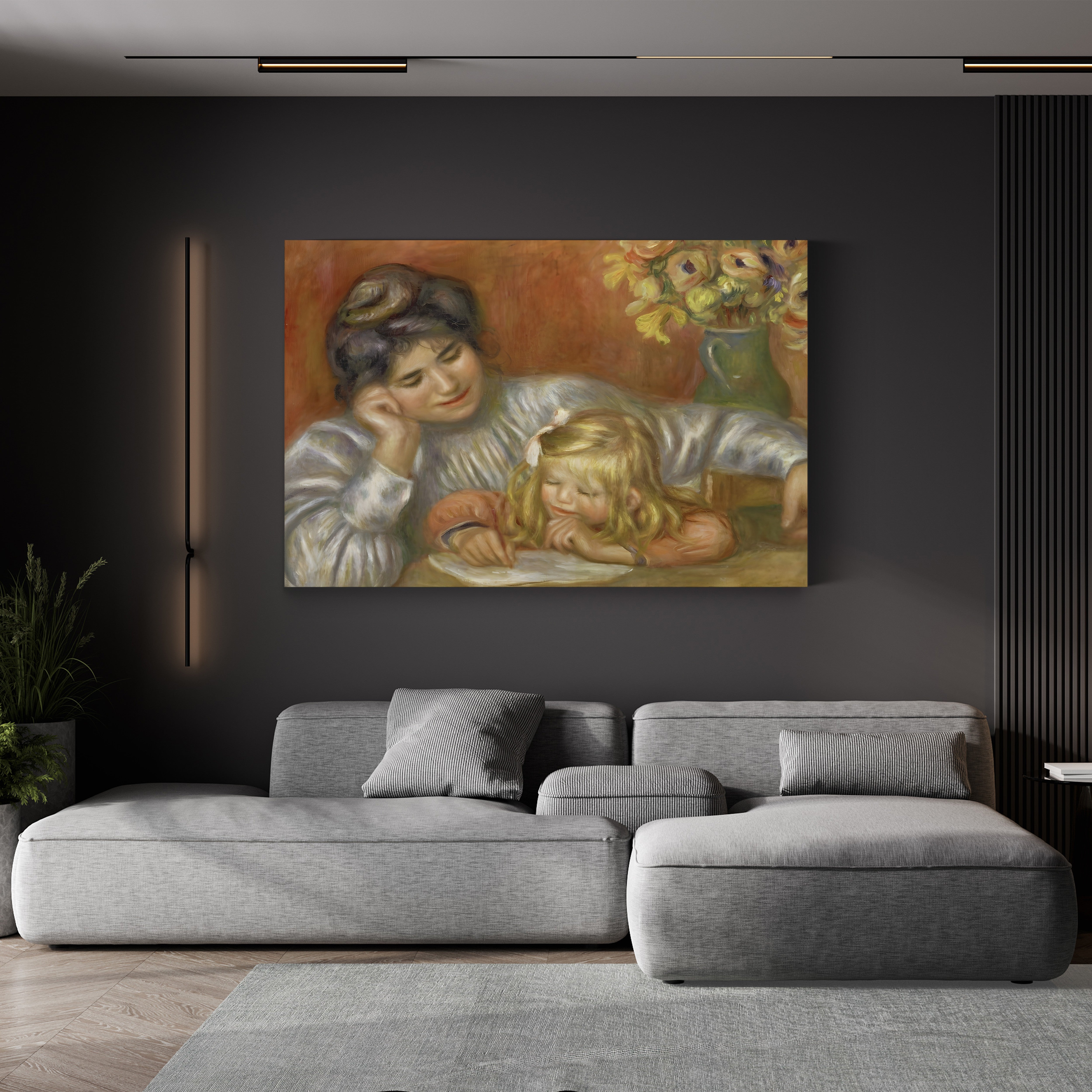 The Writing Lesson, Gabrielle and Claude, 1905 – Pierre-Auguste Renoir Wall Art | Impressionist Family Canvas Print