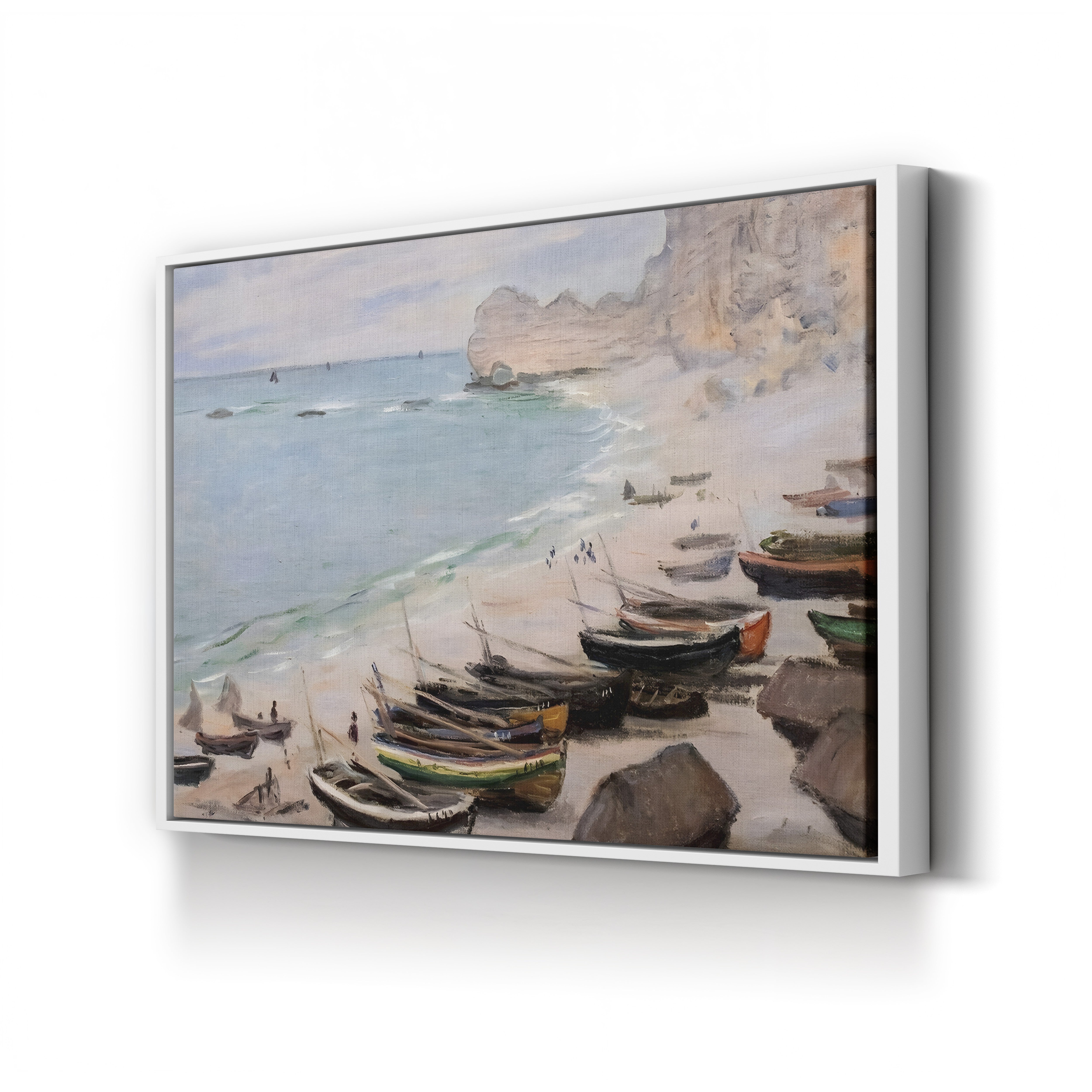 Bateaux sur la Plage à Étretat, 1883 – Claude Monet Wall Art | Impressionist Normandy Coastal Canvas Print