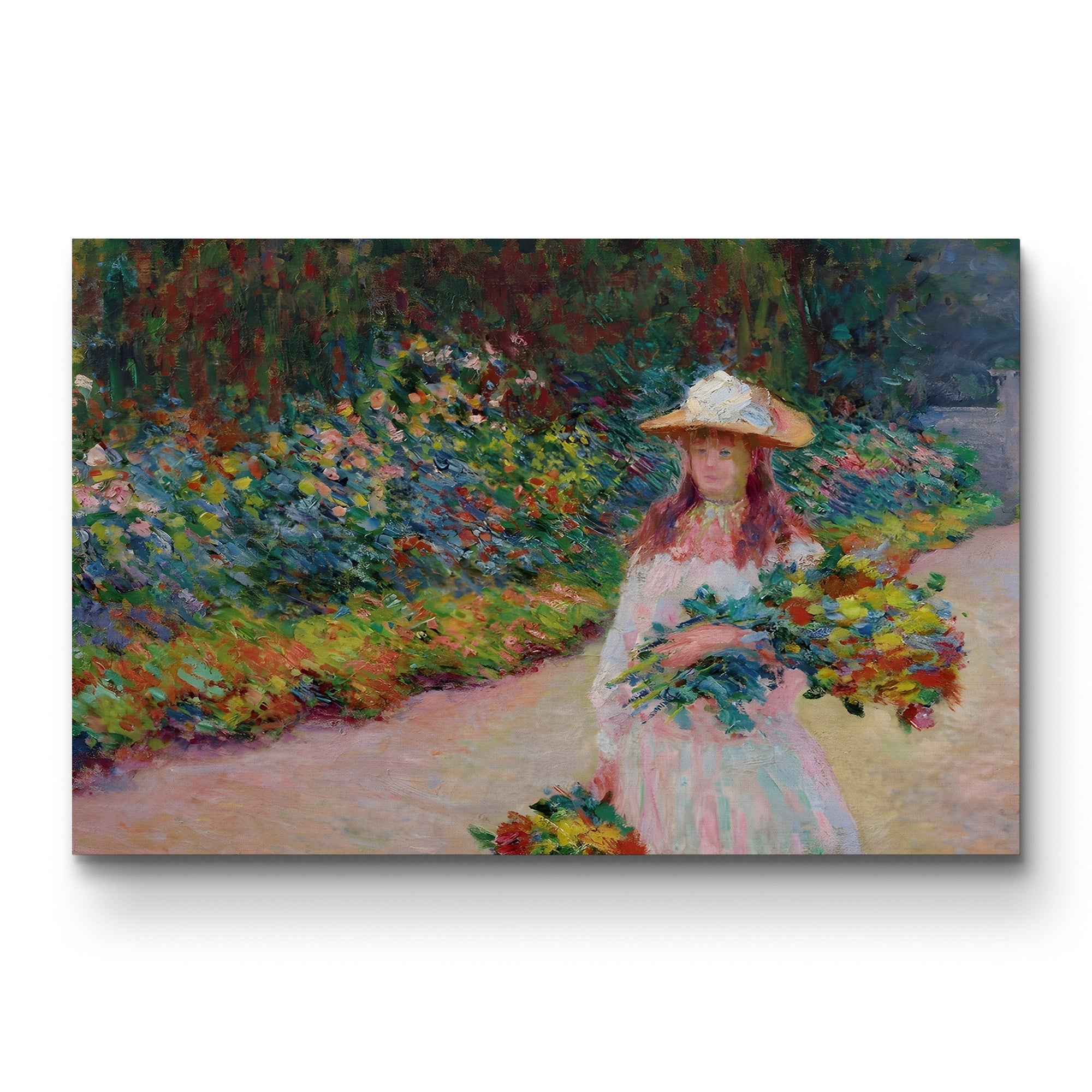 Jeune Fille dans le Jardin de Giverny, 1888 – Claude Monet Wall Art | Impressionist Garden Figure Canvas Print